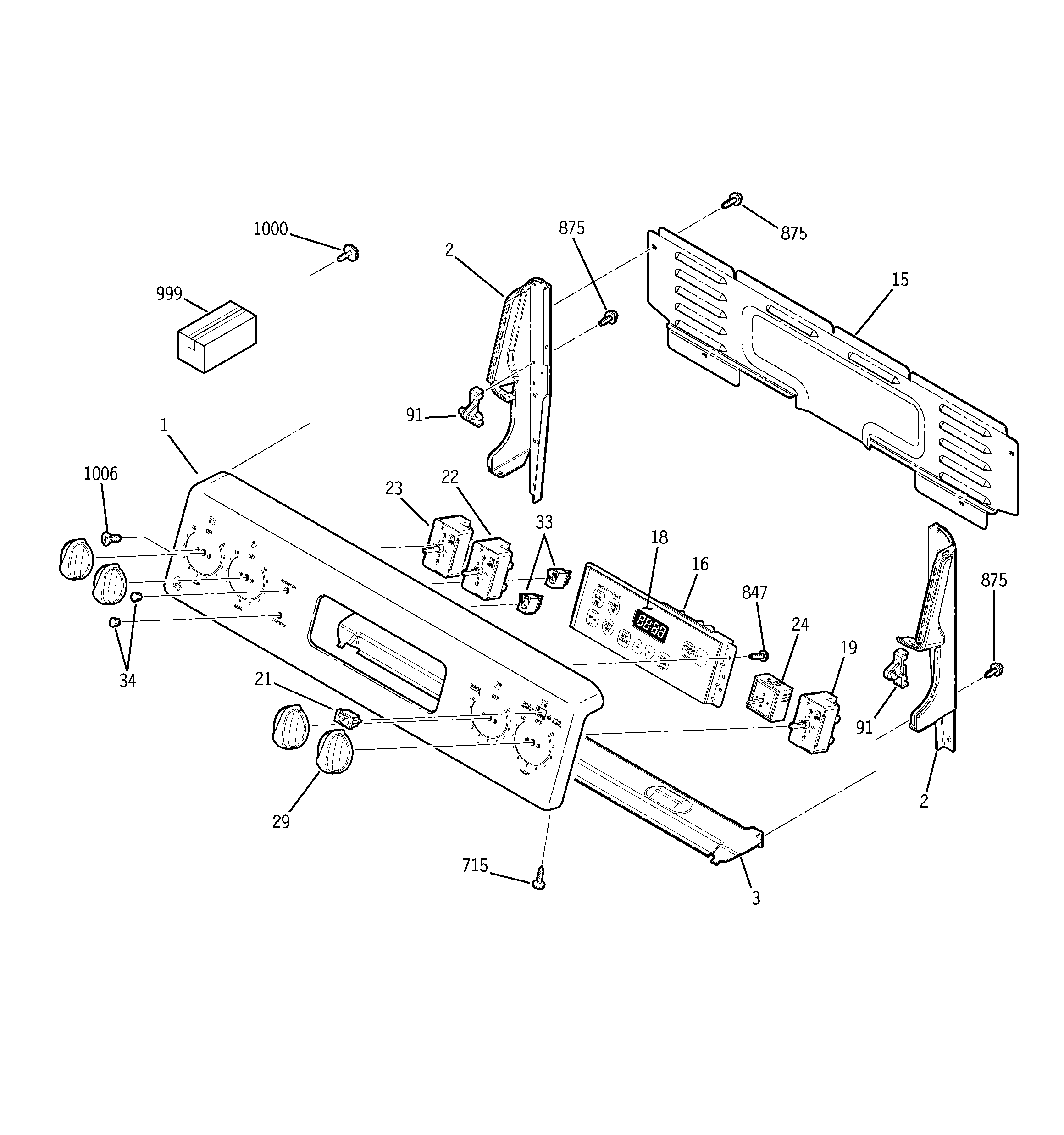 GE JBP67GH3WW control panel diagram