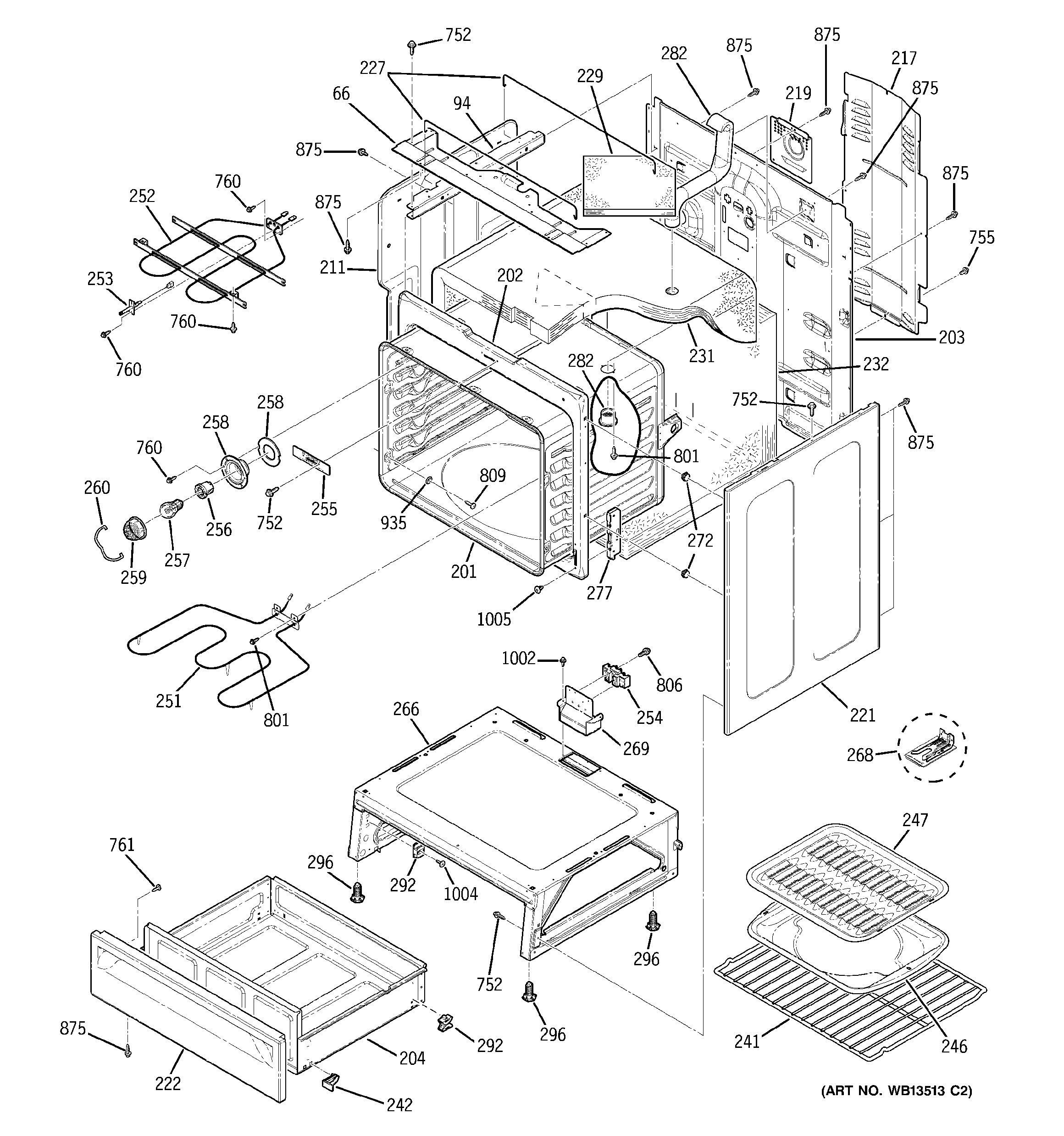GE JBP67GH3WW body parts diagram