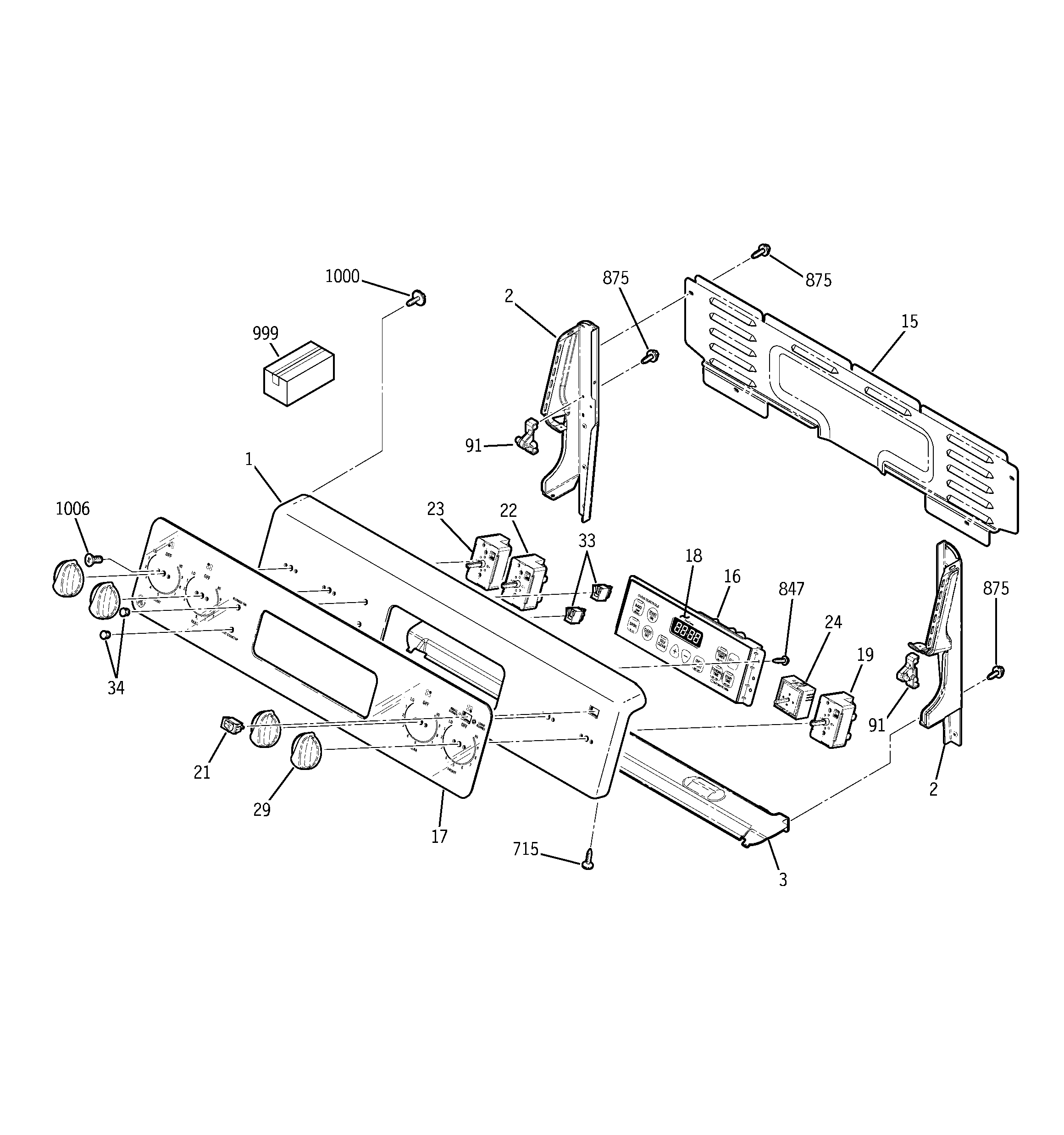 GE JBP67SH3SS control panel diagram