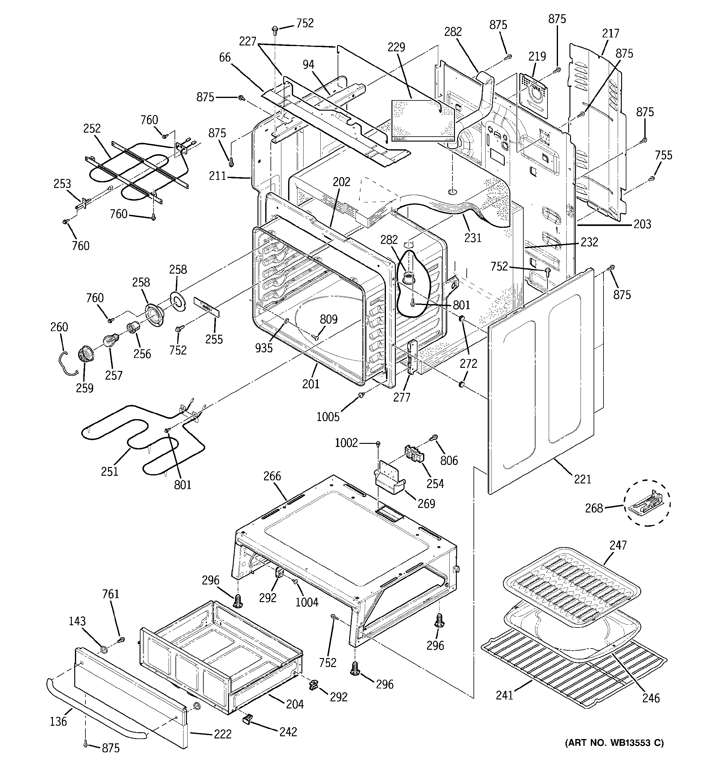 GE JBP71SJ2SS body parts diagram