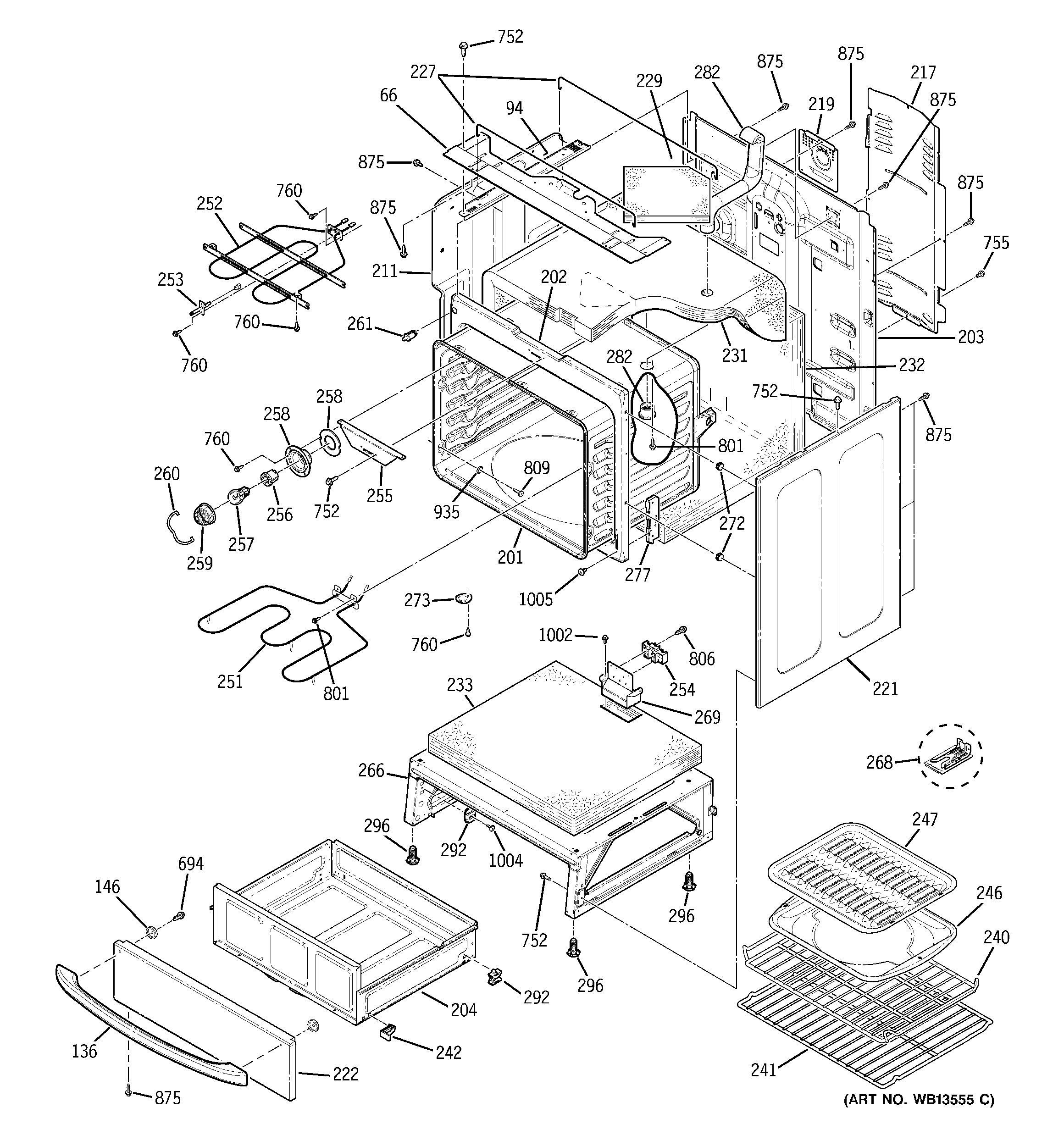 GE JBP99SH3SS body parts diagram