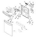 GE PDW8400J10BB escutcheon & door assembly diagram