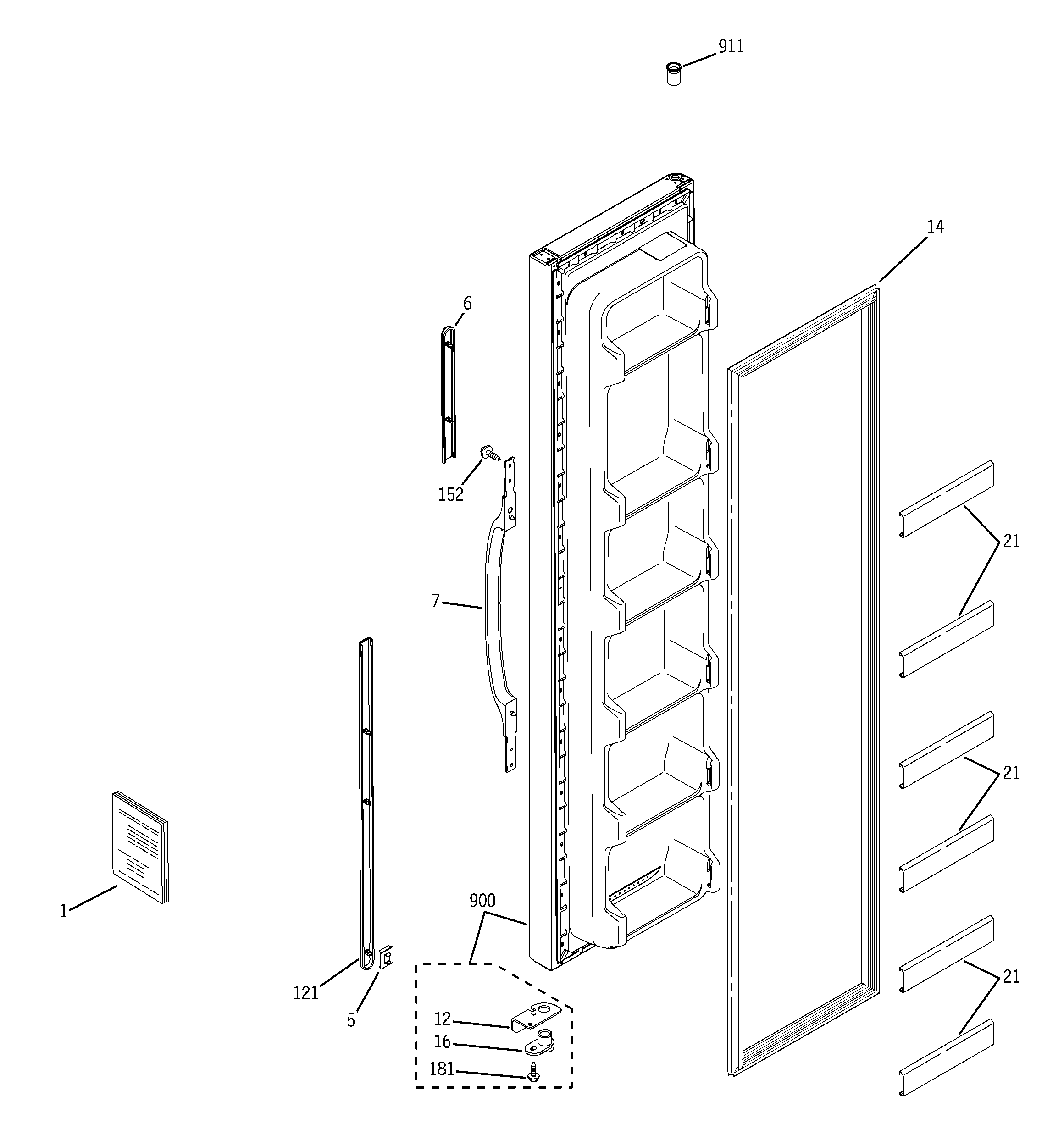 GE GSG20IBSAFWW freezer door diagram