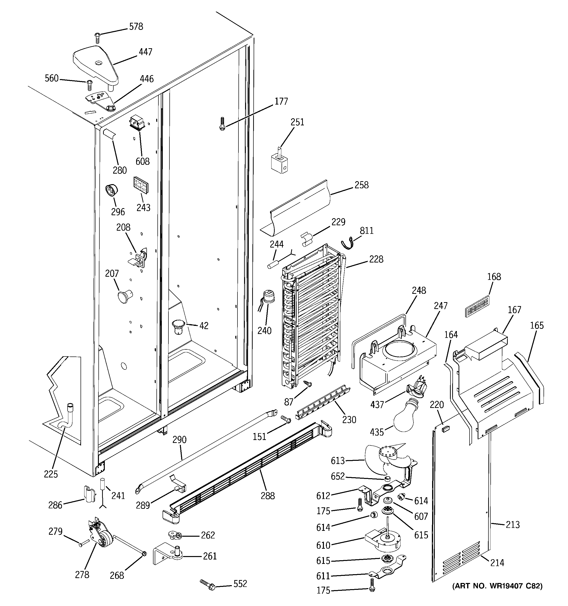 GE GSG20IBSAFWW freezer section diagram