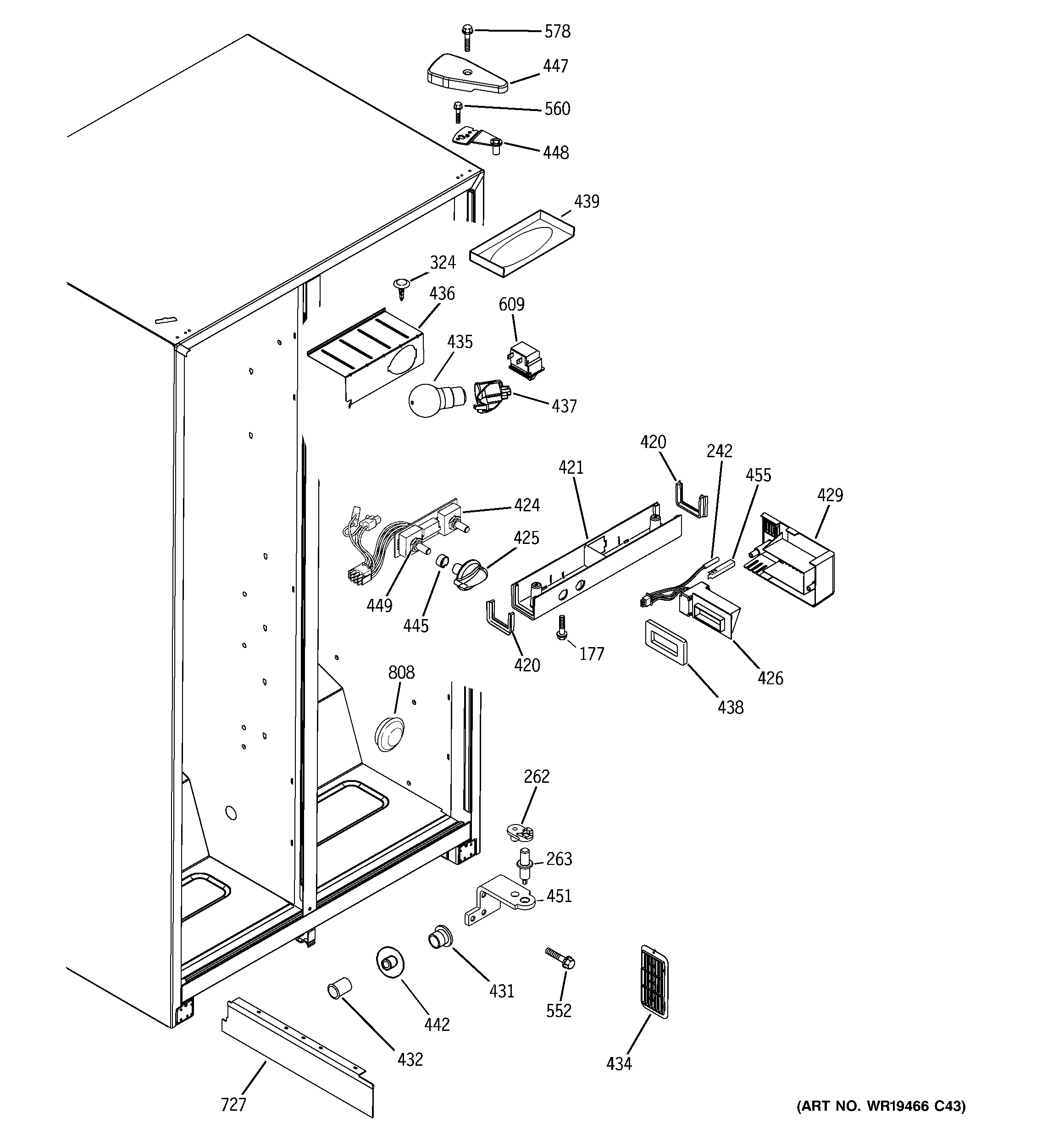 GE GSG20IBSAFWW fresh food section diagram