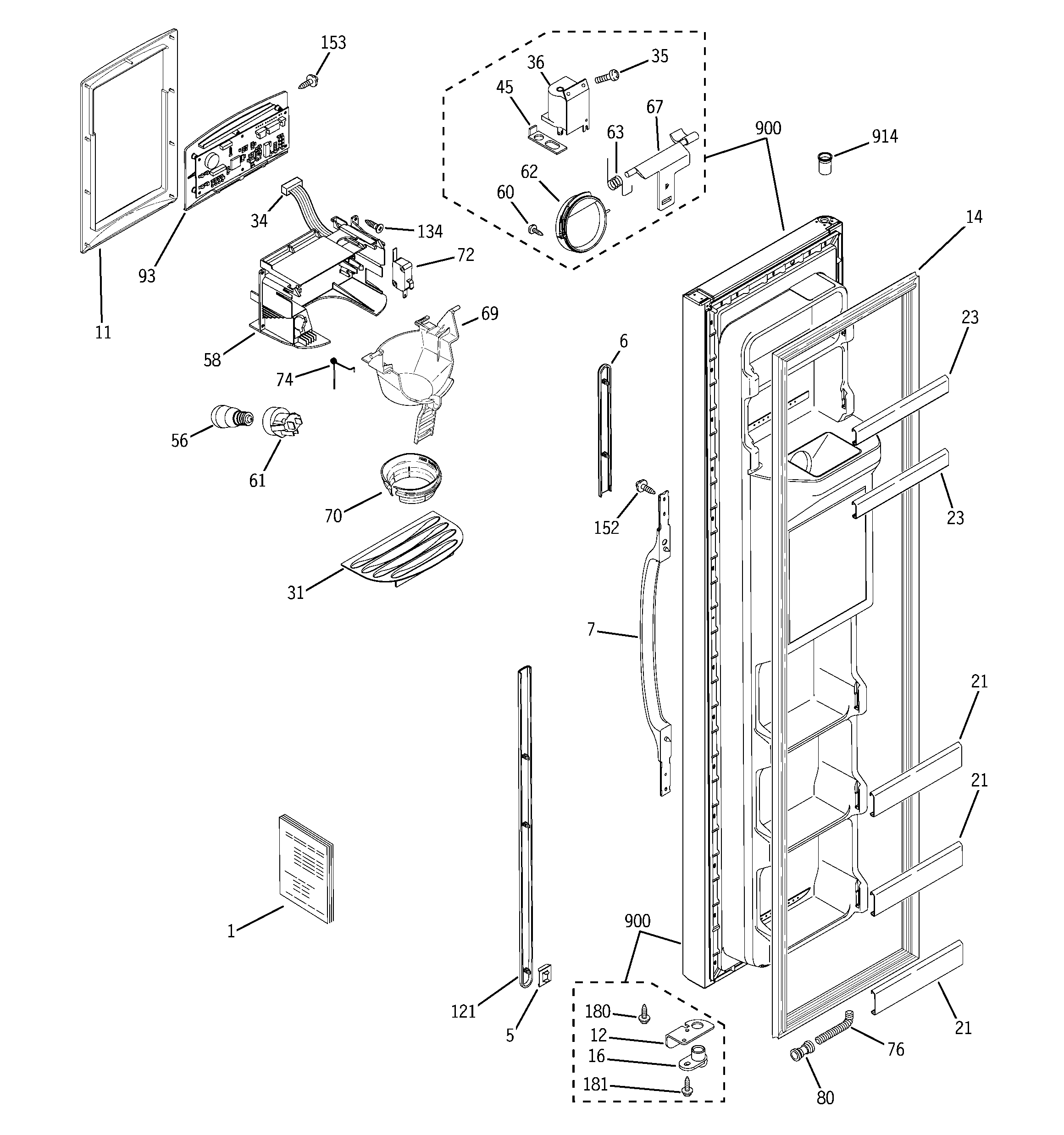 GE GSG20IESAFWW freezer door diagram