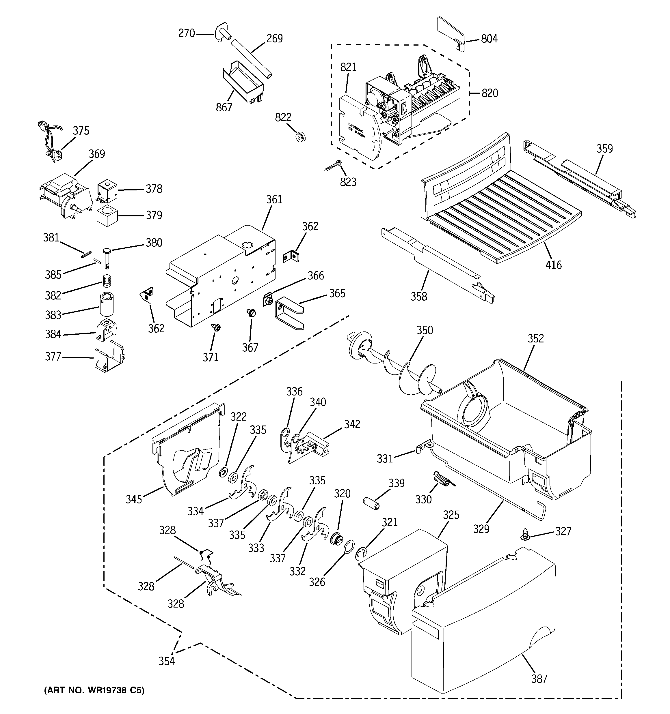 GE GSG25MISAFWW ice maker & dispenser diagram