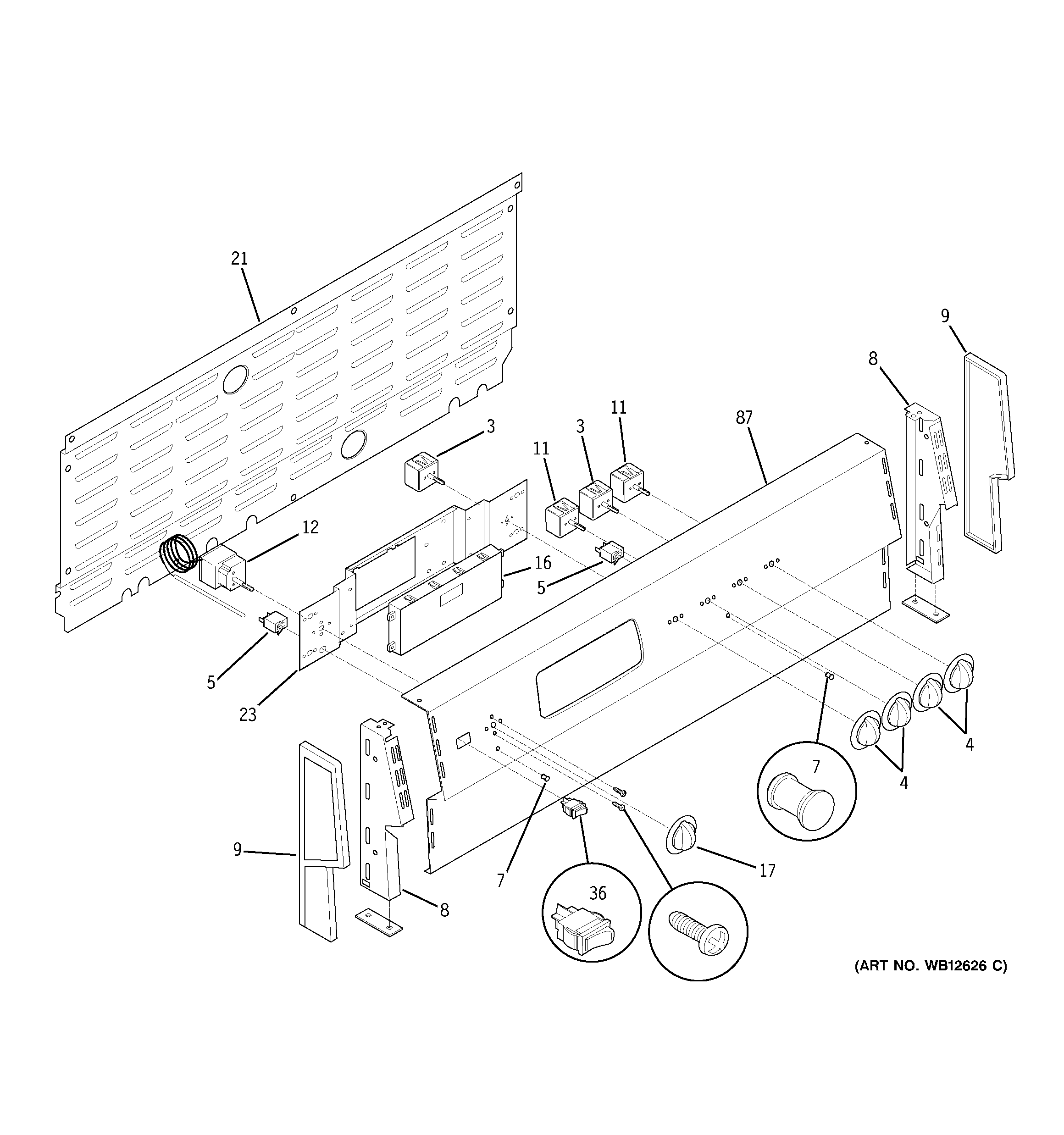 GE JCP67F2WW control panel diagram