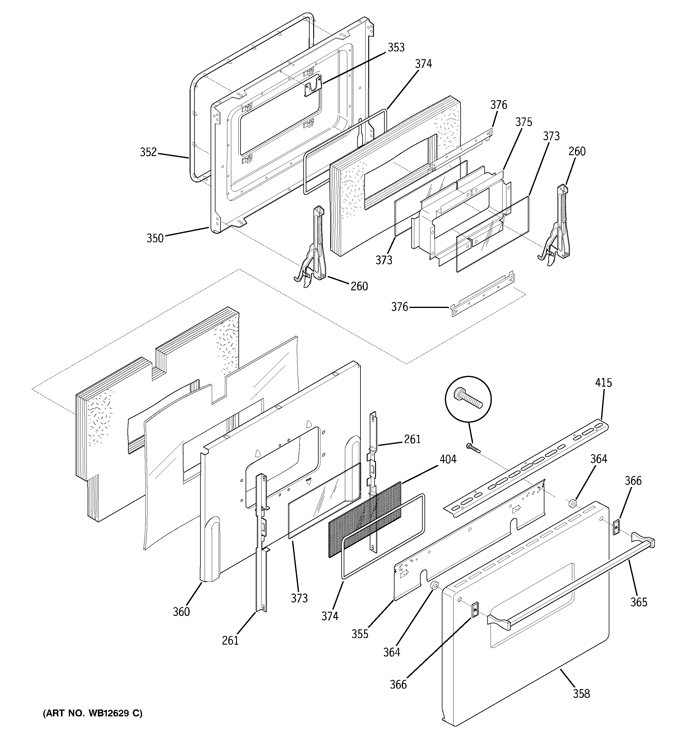 GE JCP67F2WW door diagram