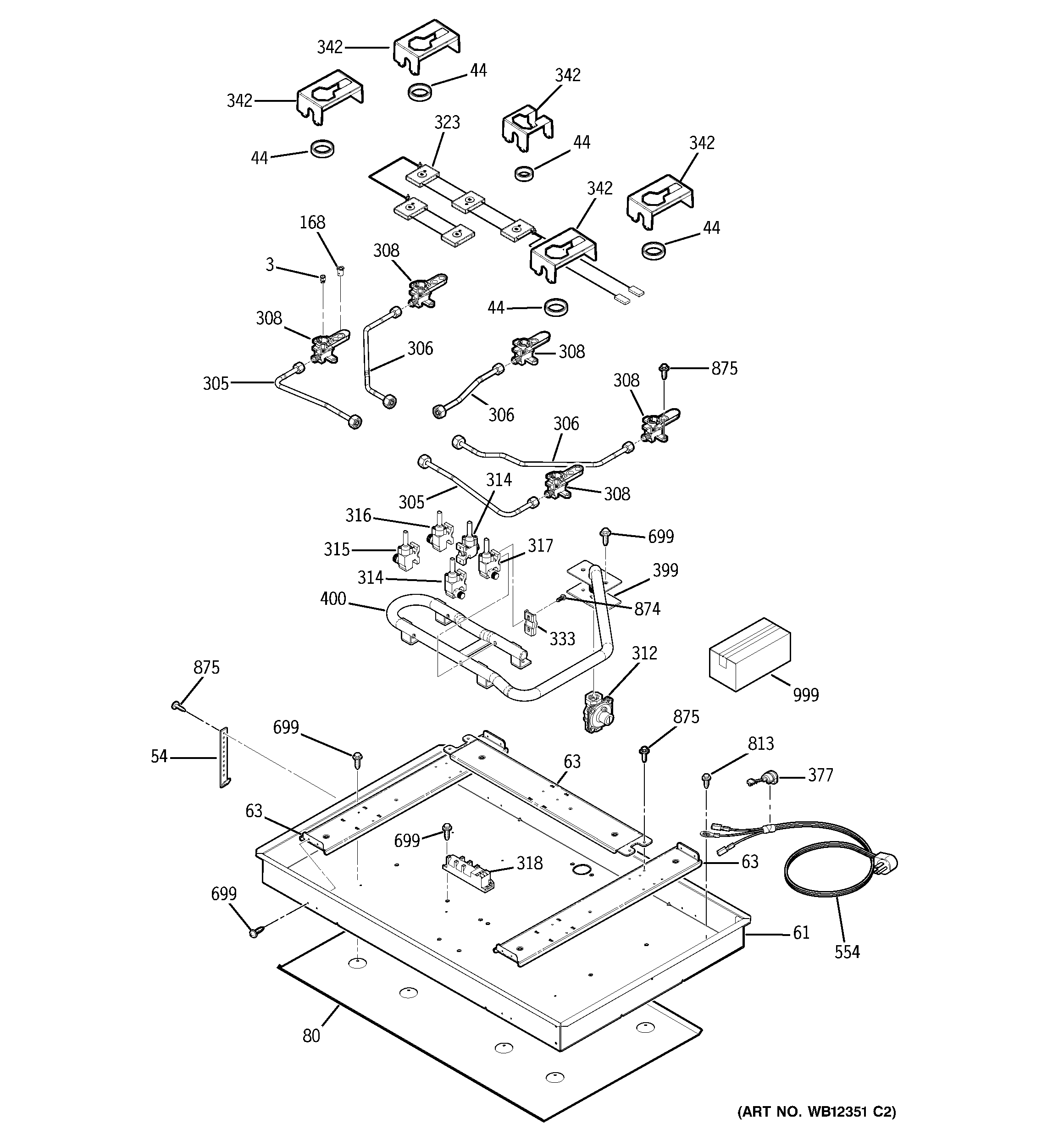 GE ZGU36KWK1WW gas & burner parts diagram