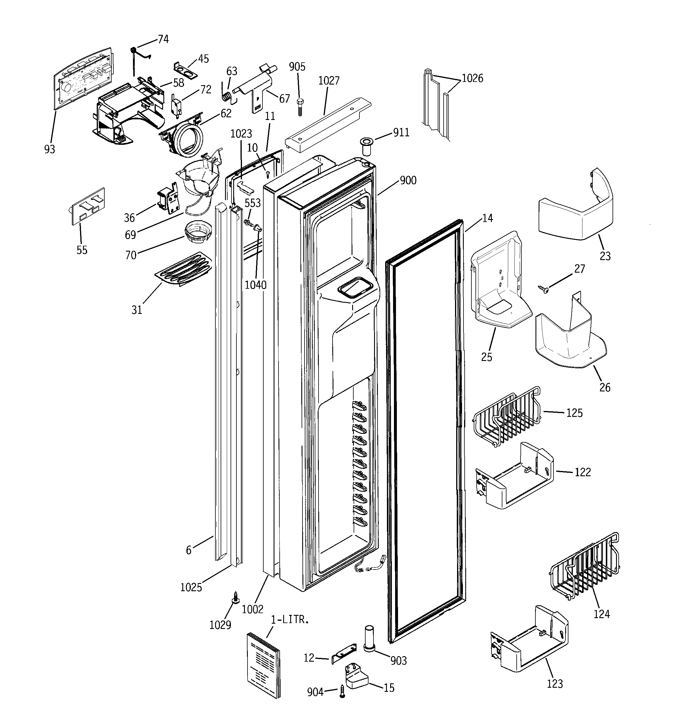GE PSH23PSSBSV freezer door diagram