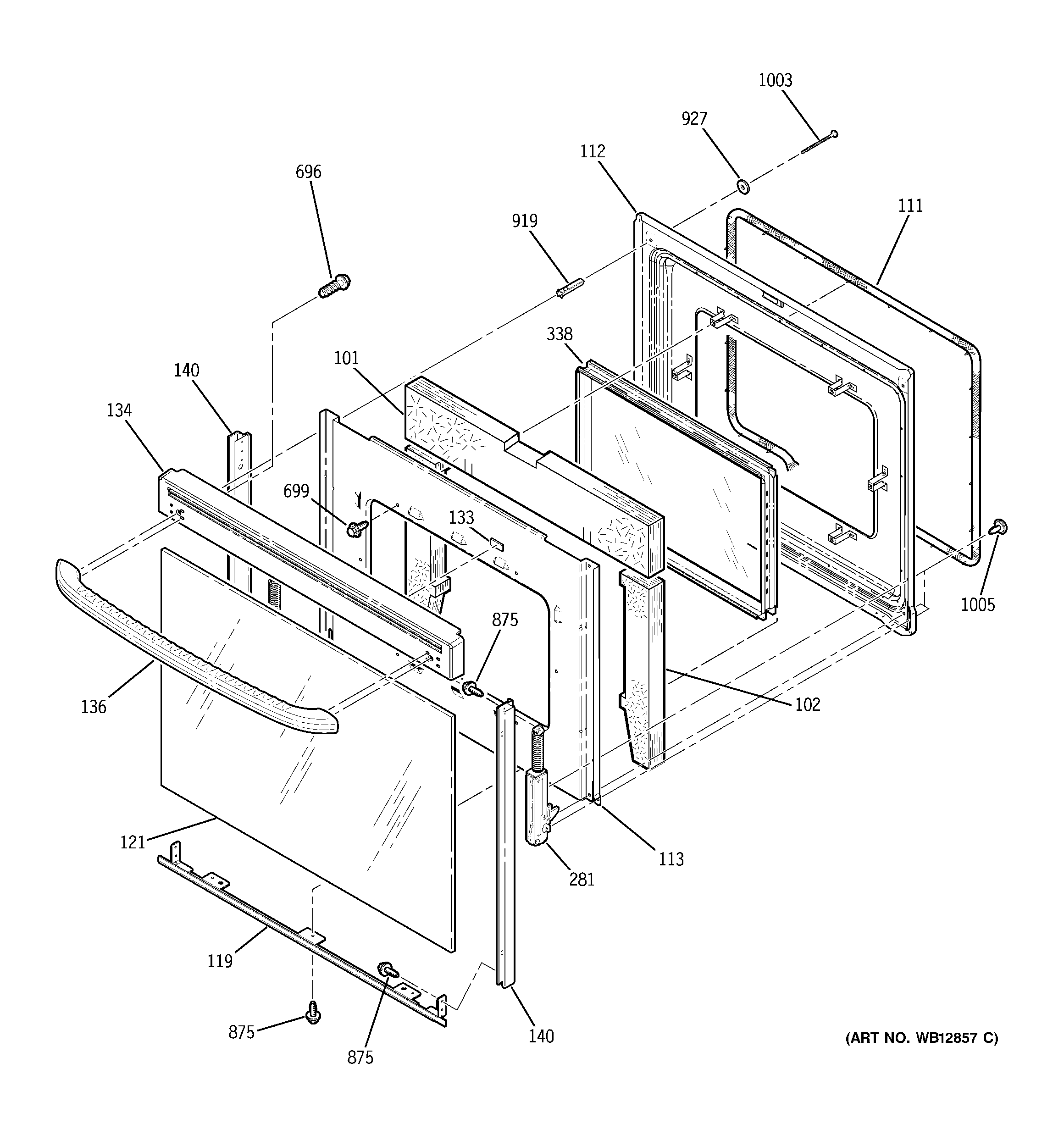 GE JBP71EJ2BB door diagram