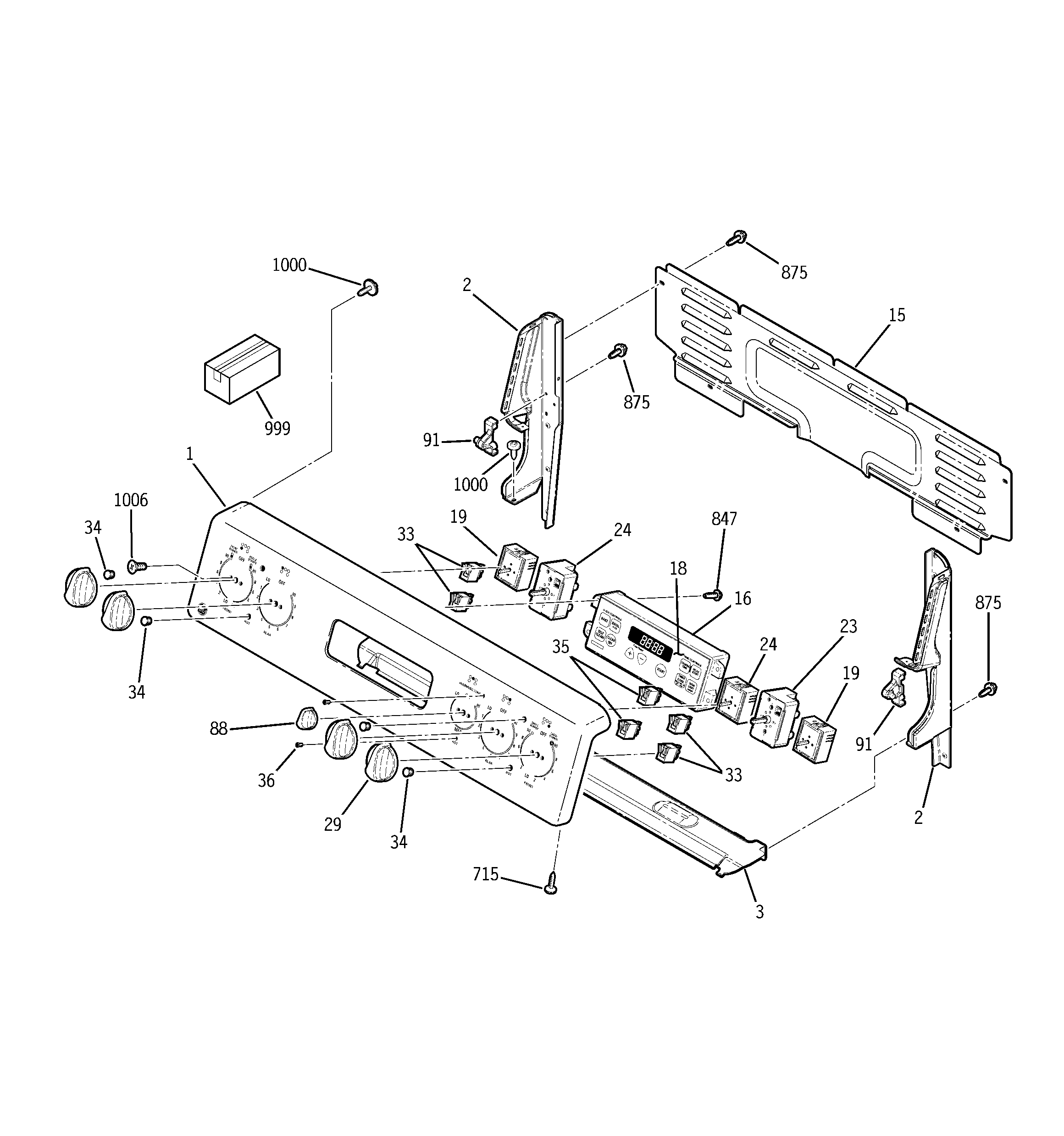GE JBP82WH3WW control panel diagram