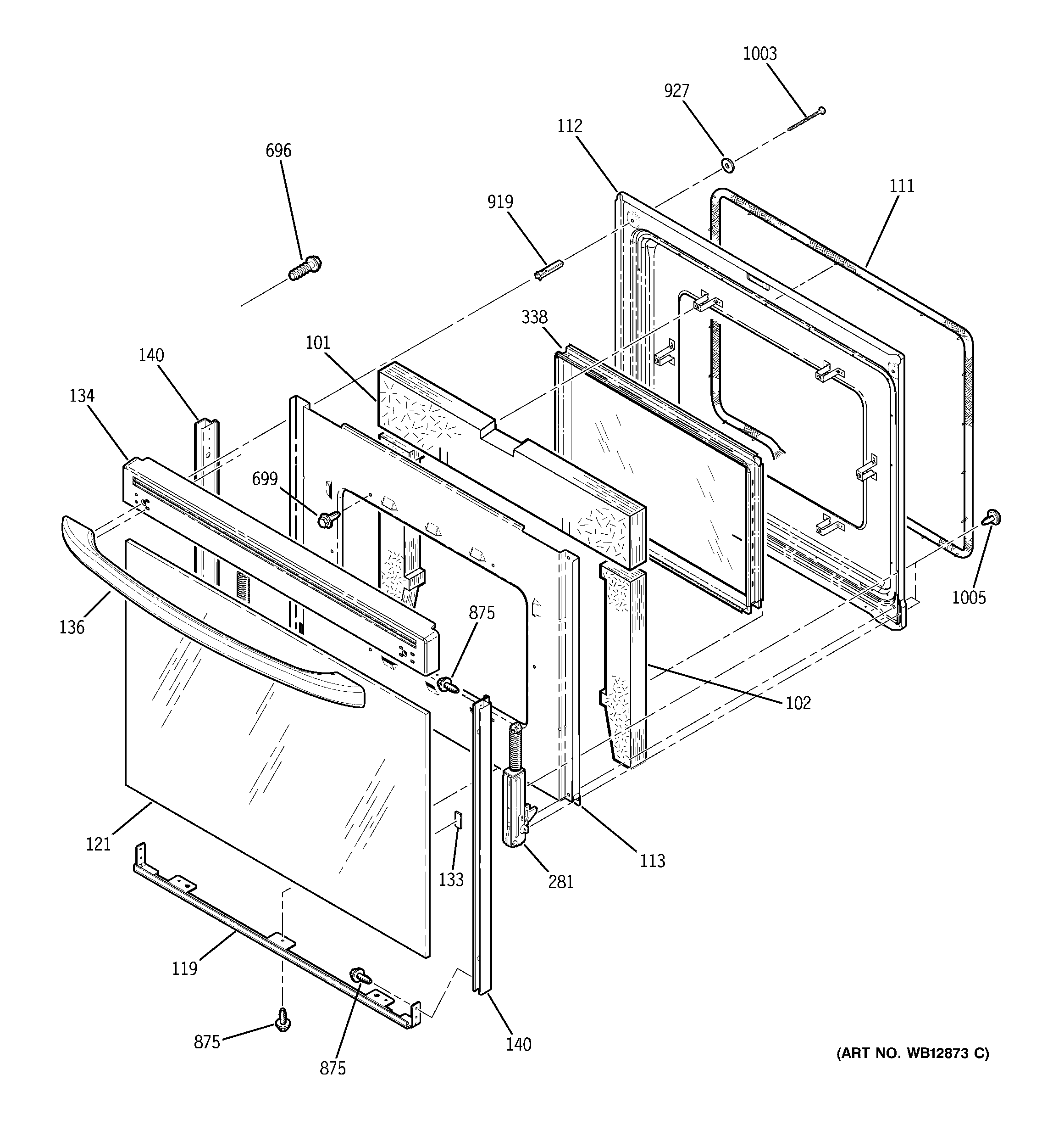 GE JBP82WH3WW door diagram