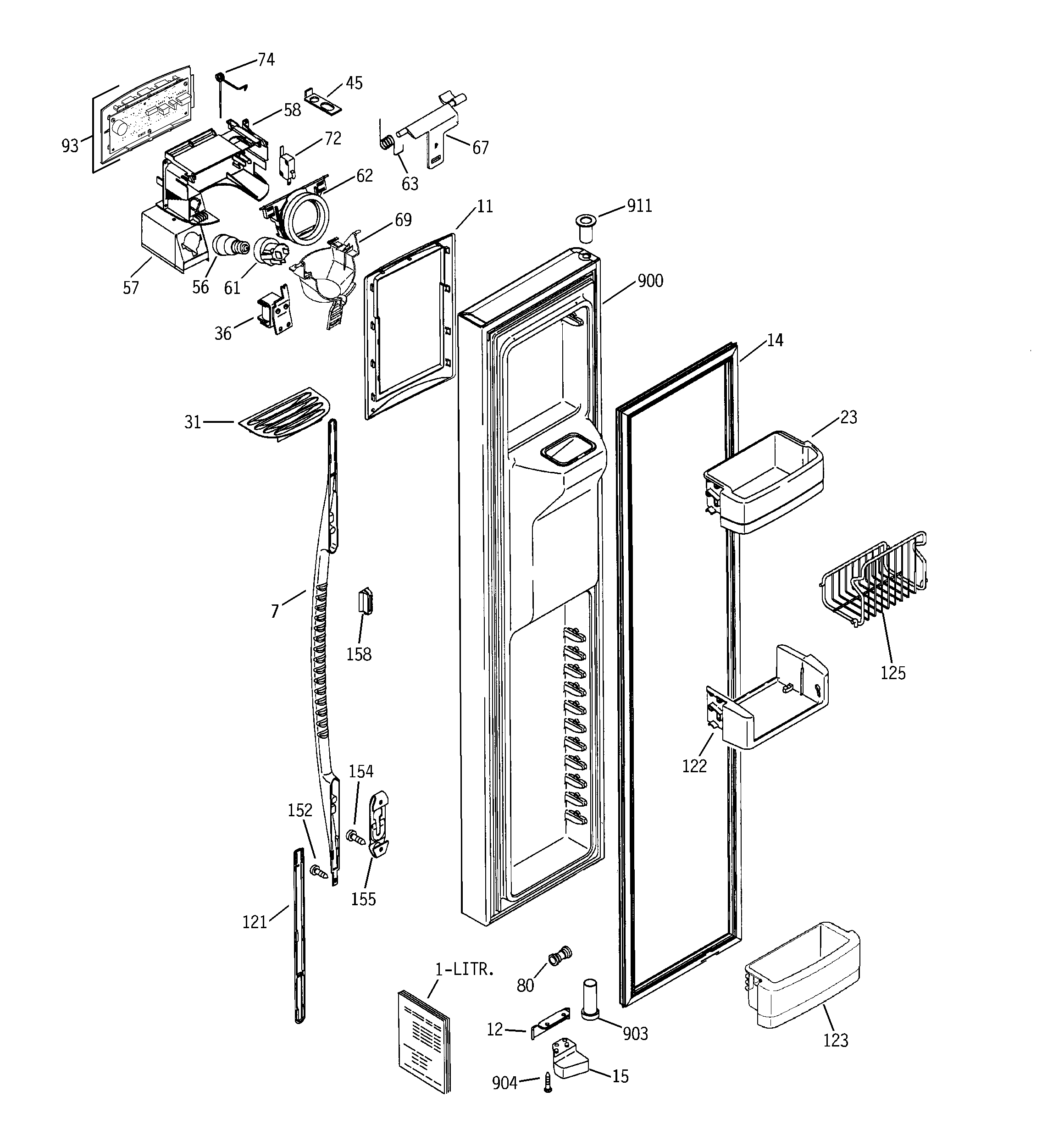 GE GSG25MISACBB freezer door diagram