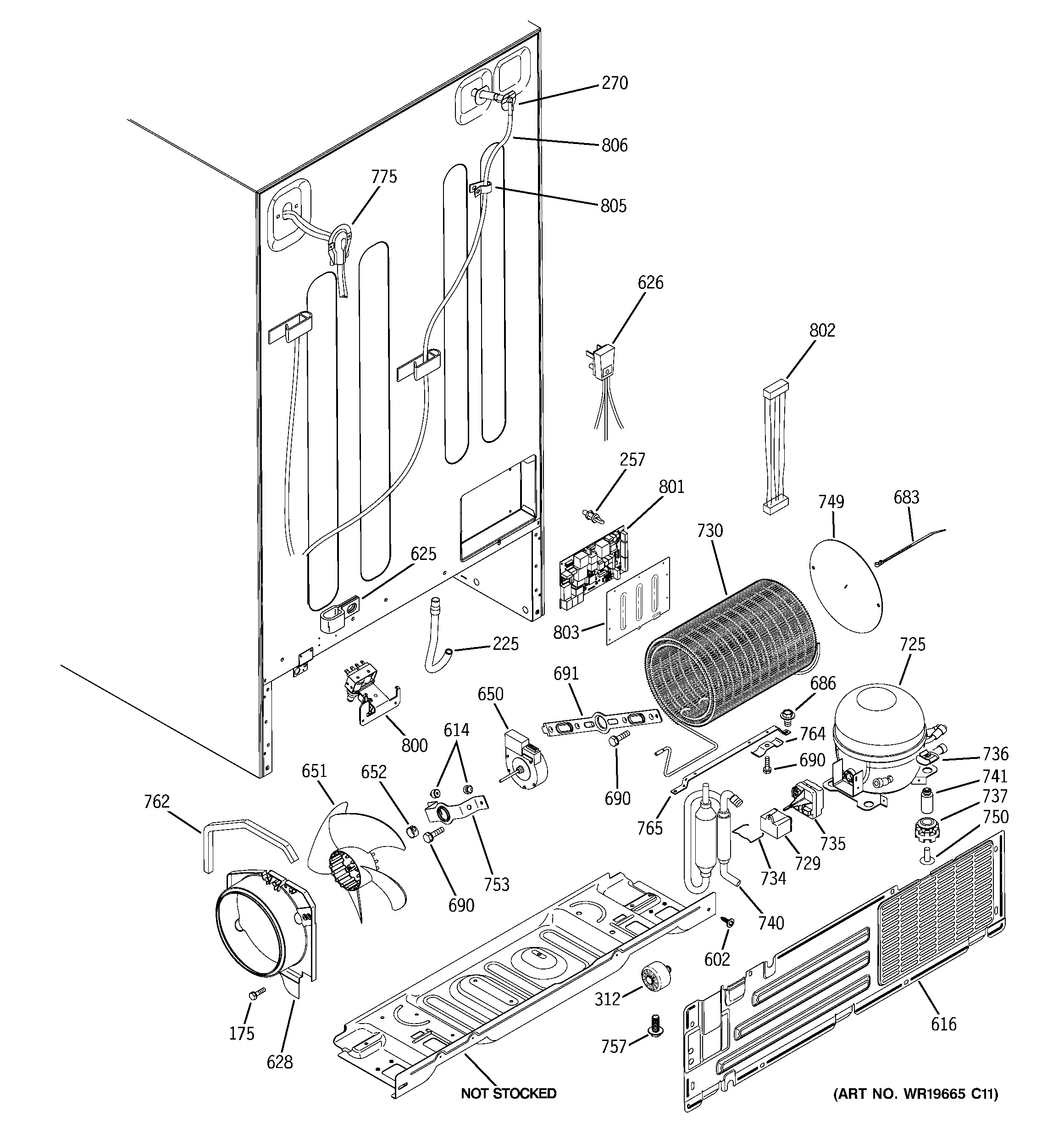 GE SSL27RGRBBS sealed system & mother board diagram