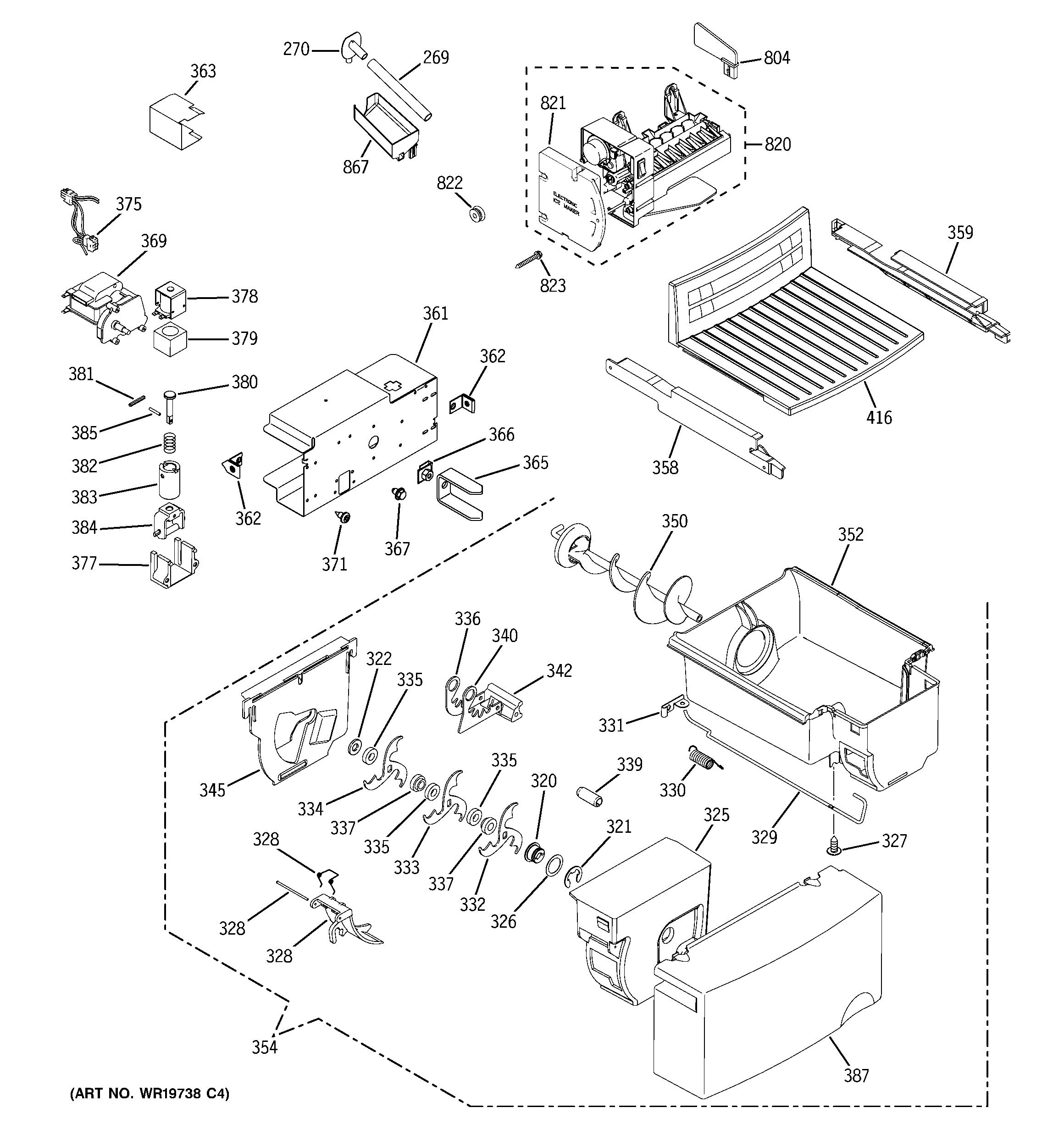 GE GSG25IESAFWW ice maker diagram