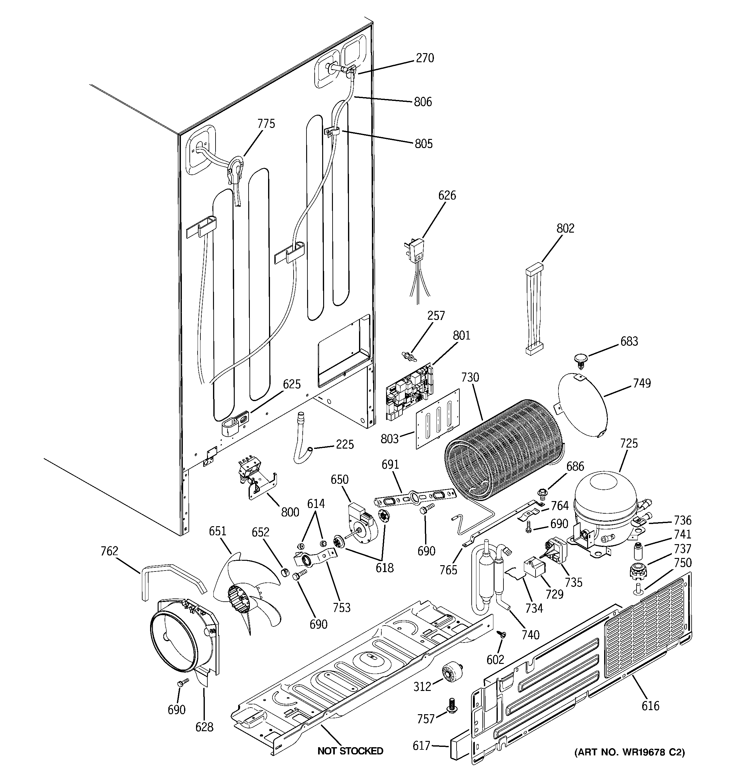 GE PSS27NGSBWW sealed system & mother board diagram