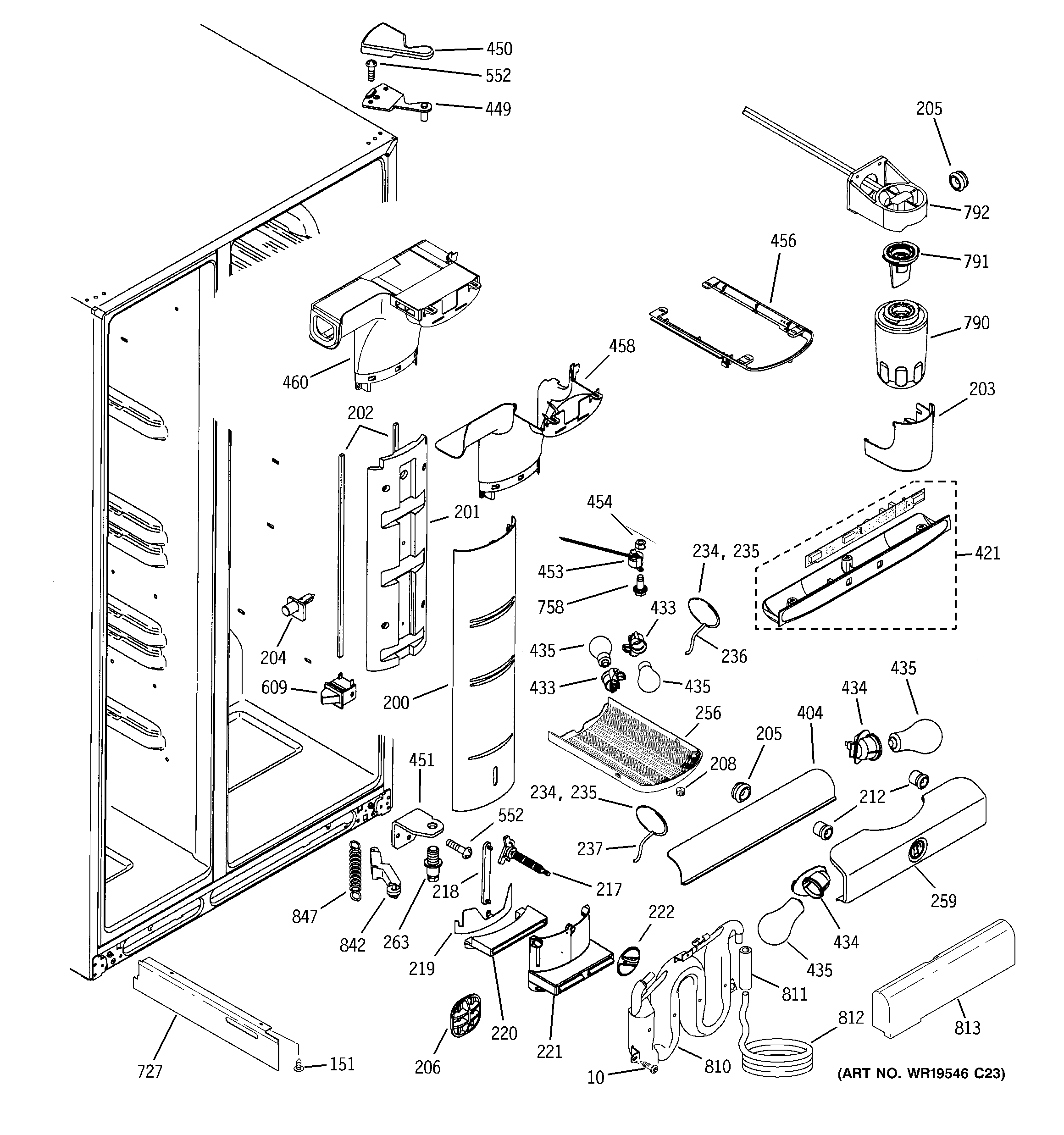 GE ZFSB26DRCSS fresh food section diagram