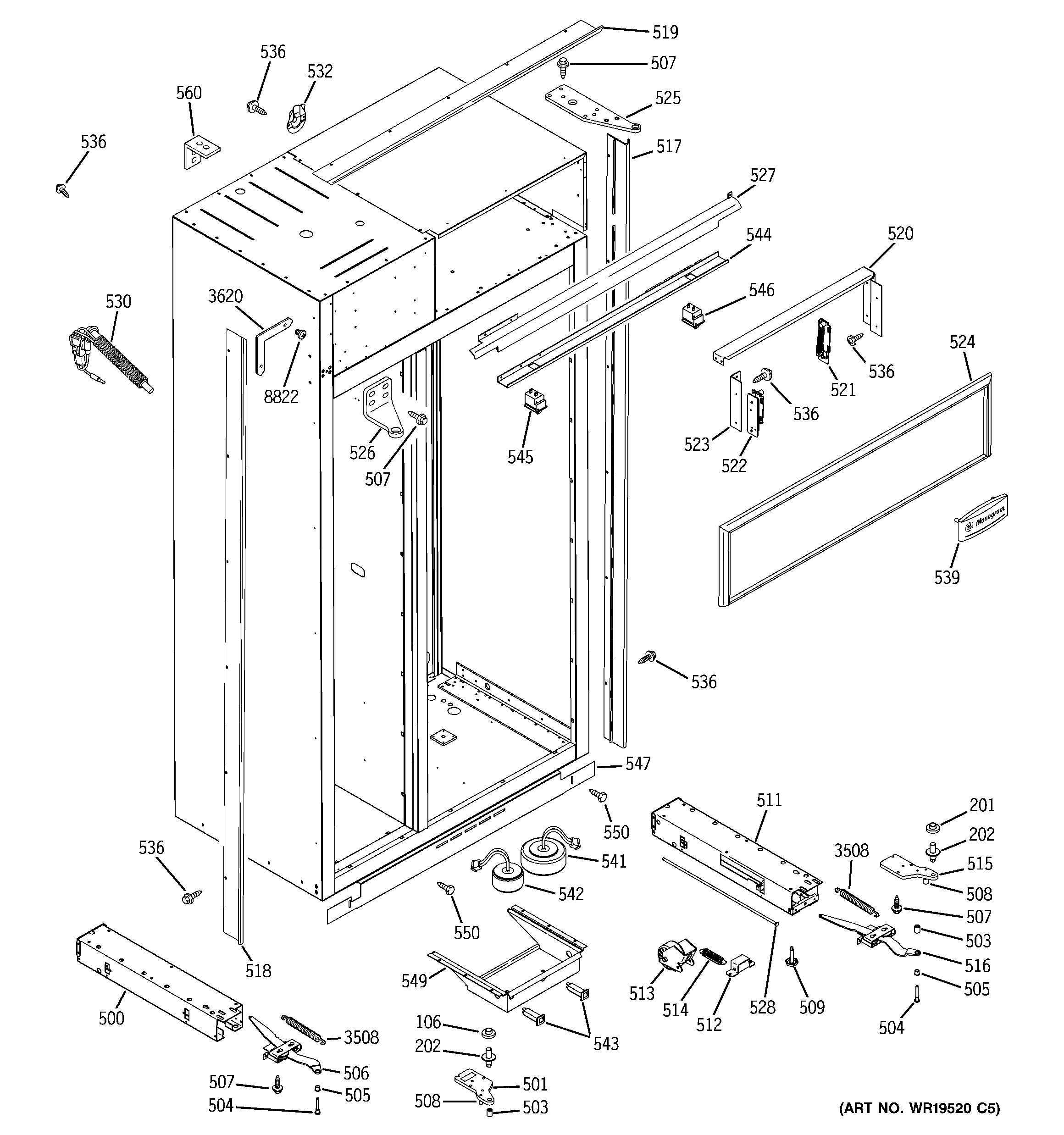 GE ZIS360NRE case parts diagram