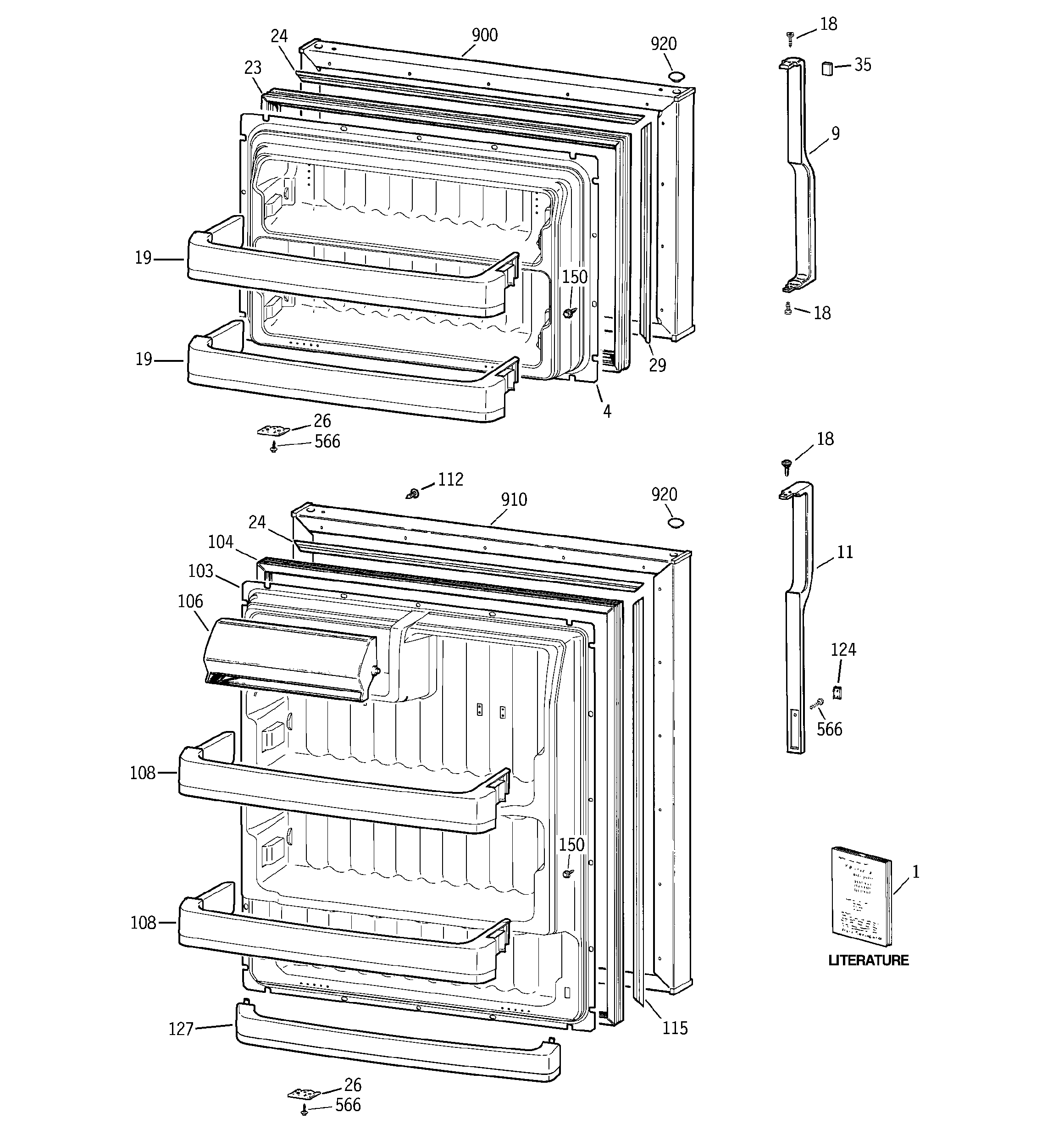 GE GTS18CCSARCC doors diagram
