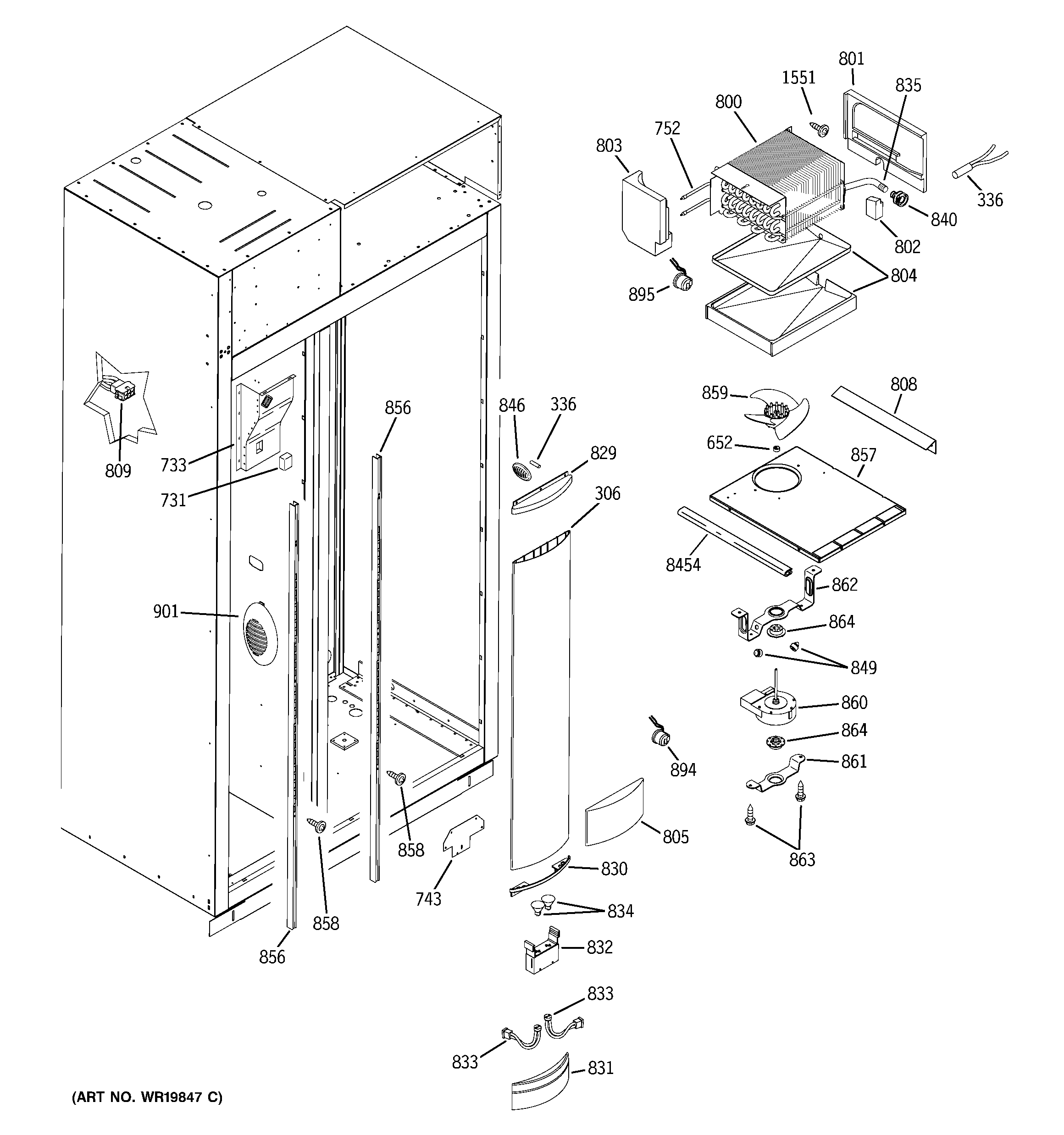 GE ZISS420DRESS freezer section diagram