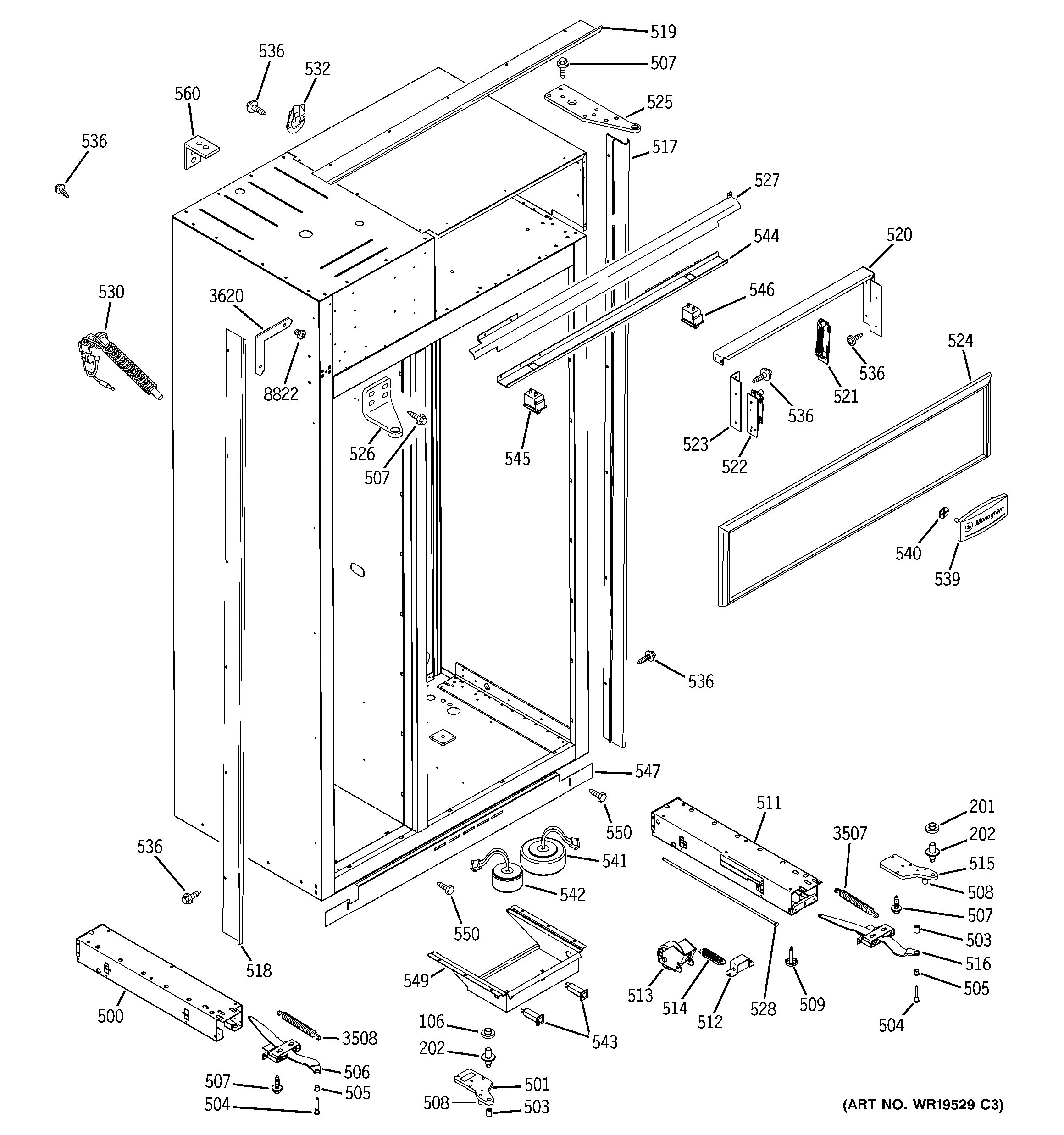 GE ZISS420NRESS case parts diagram