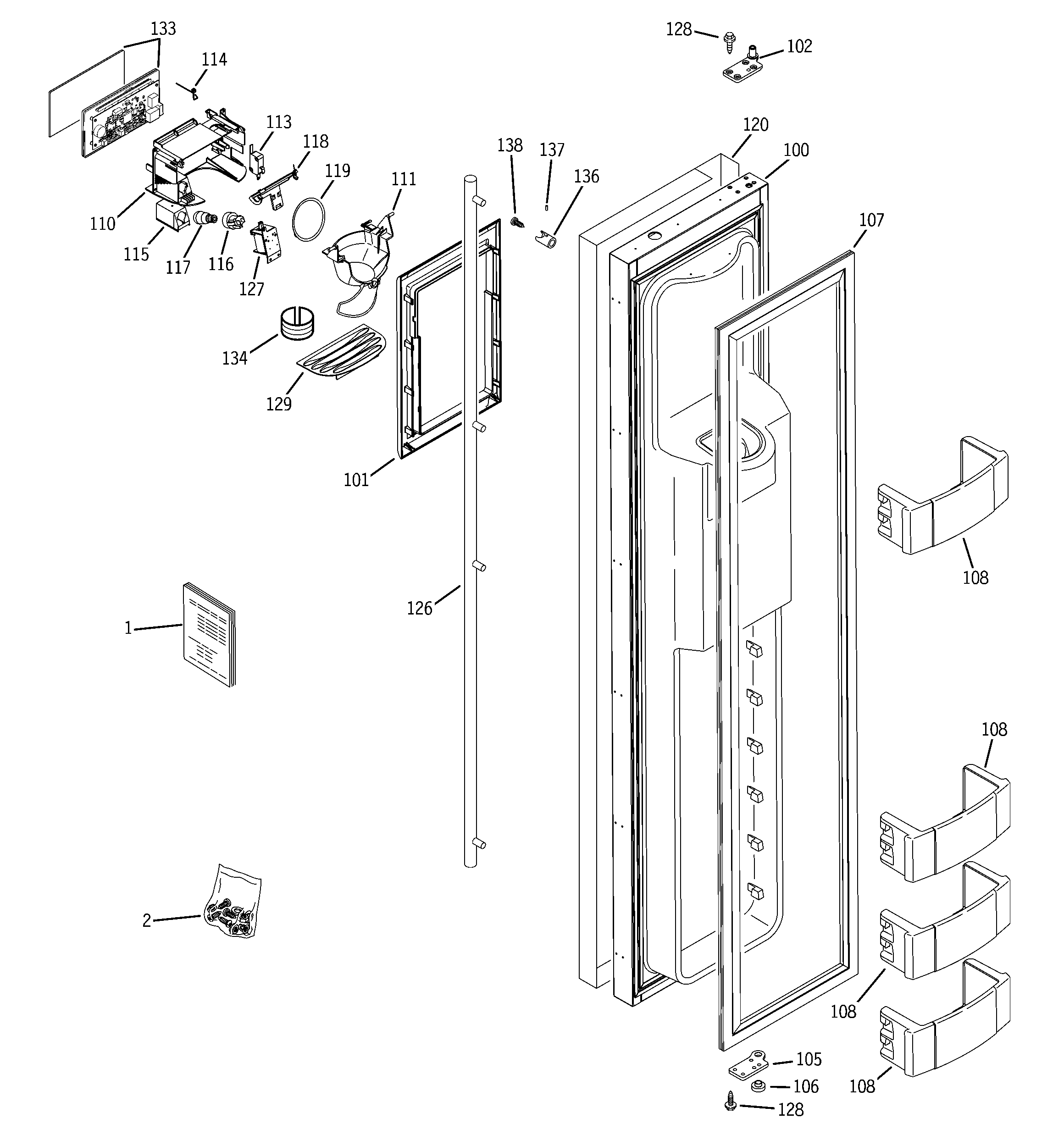 GE ZISS480DRESS freezer door diagram