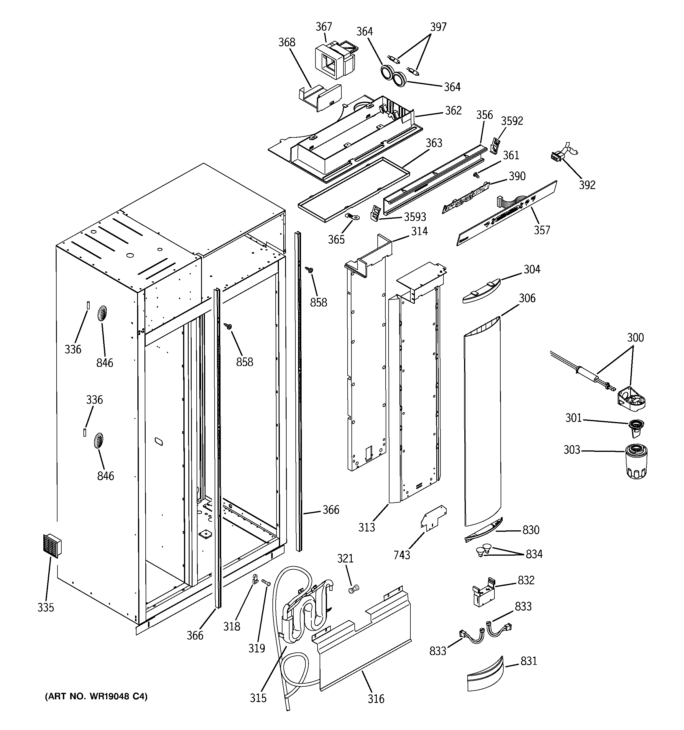 GE ZISS480DRESS fresh food section diagram