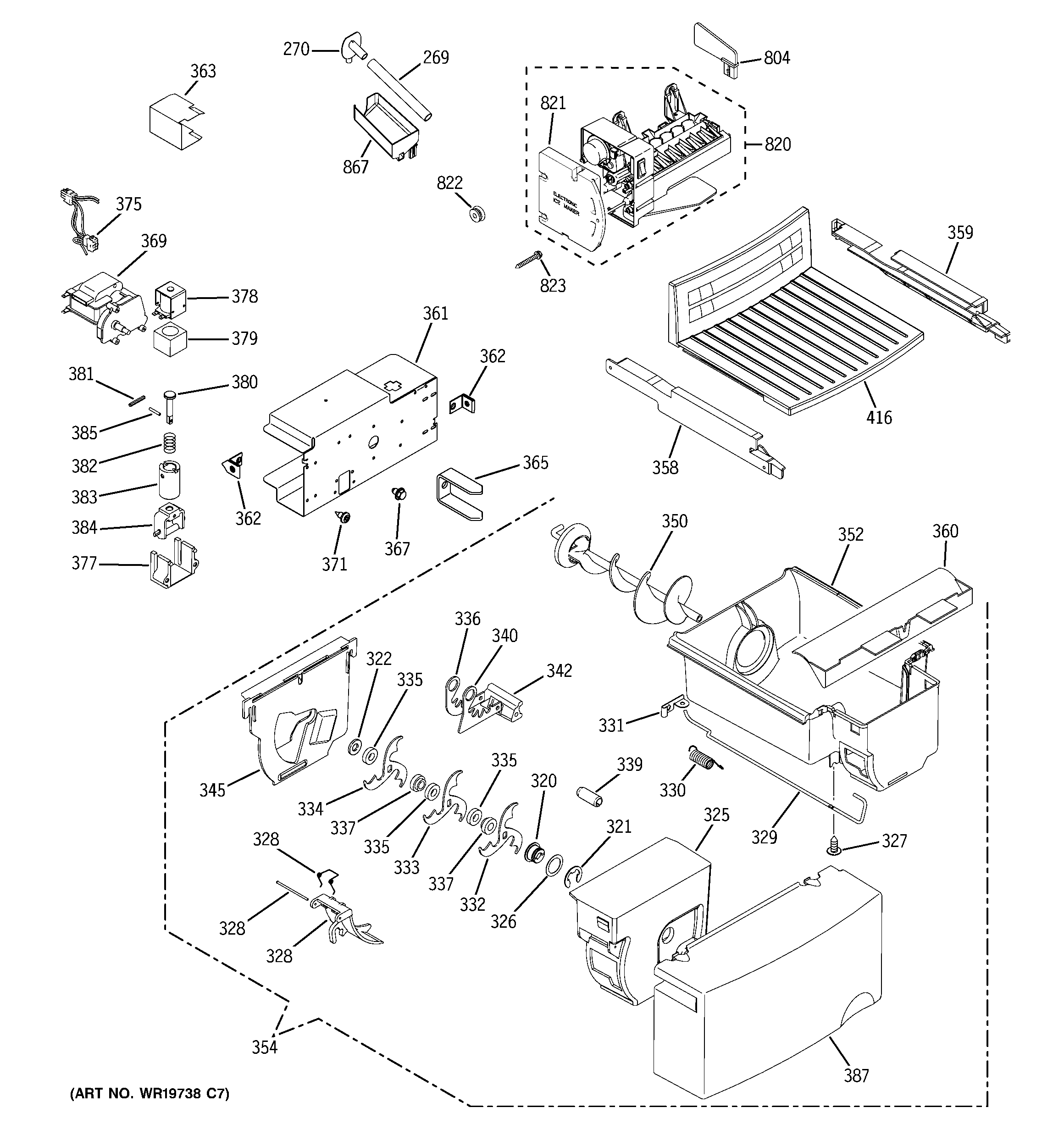 GE GSS22JFPKWW ice maker & dispenser diagram