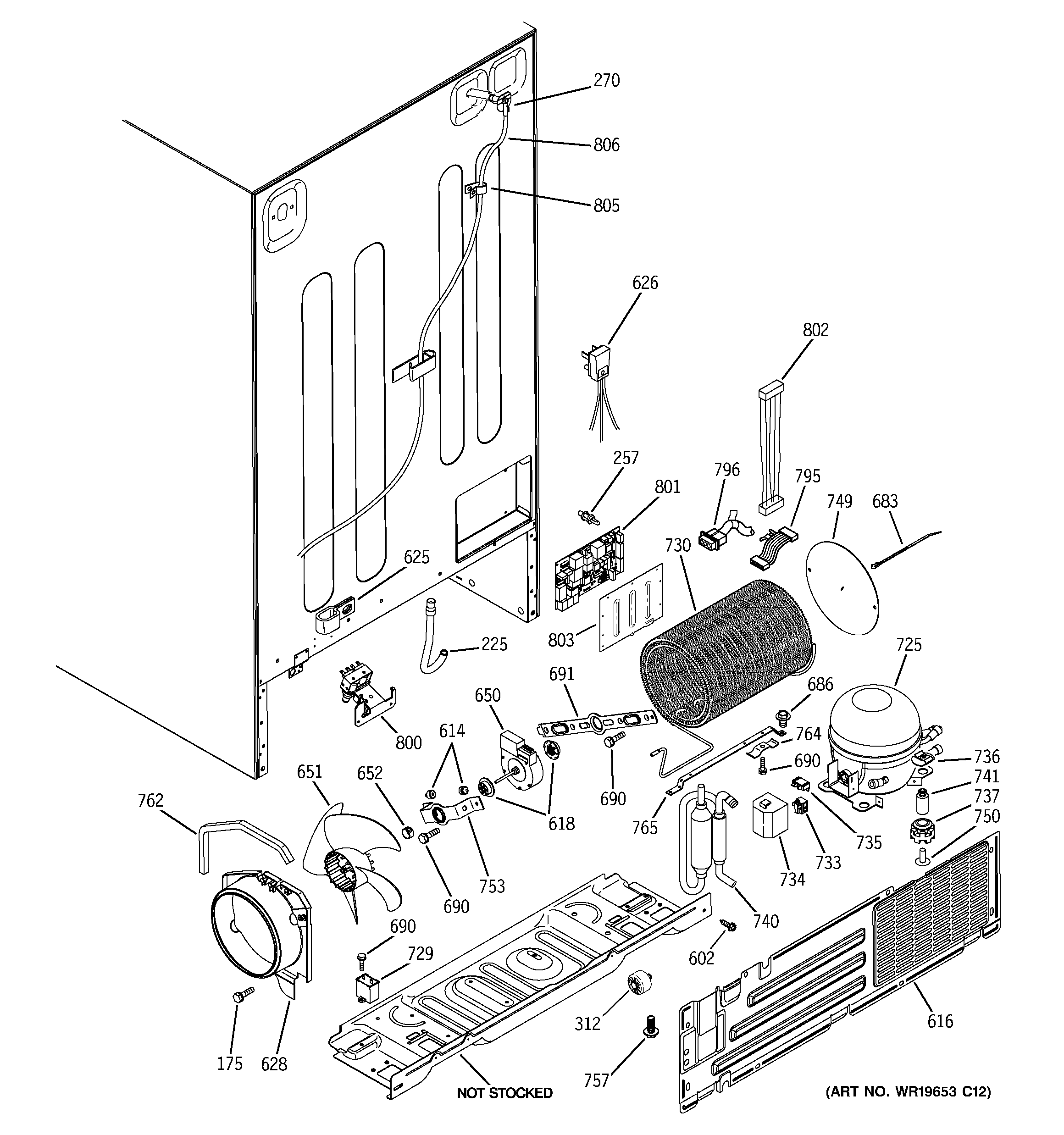 GE GCG23YESAFWW sealed system & mother board diagram
