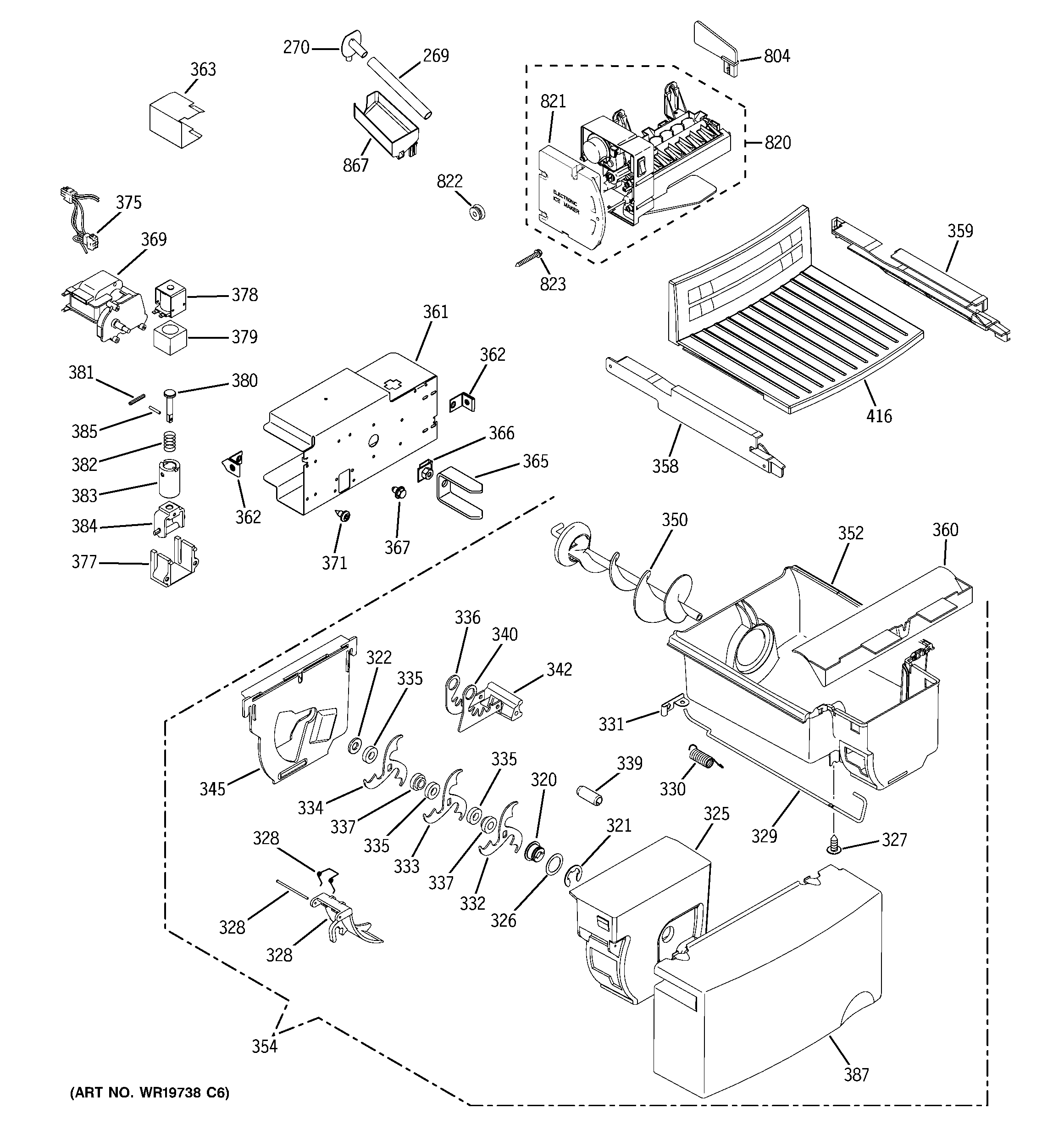 GE BSS25JSRFSS ice maker & dispenser diagram