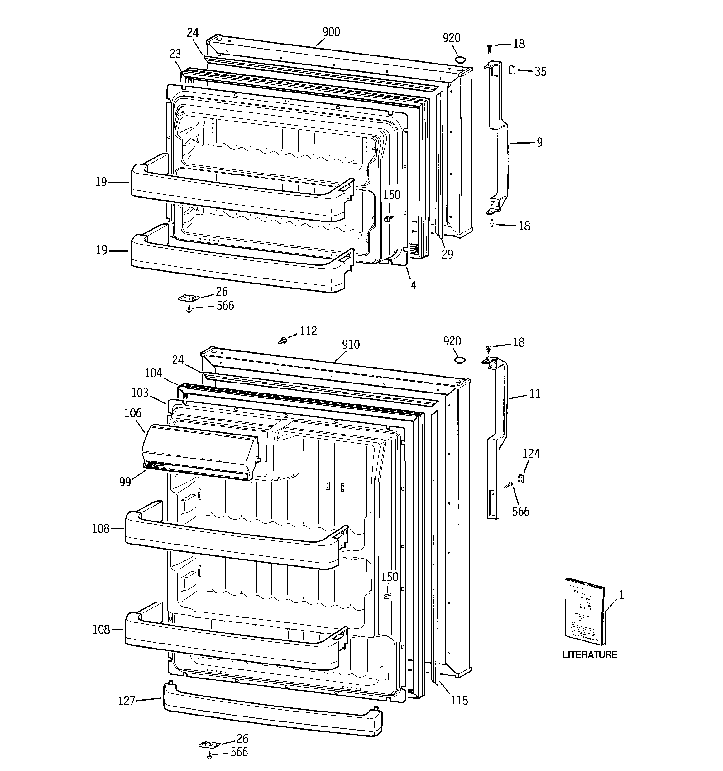 GE GTT18HCSARCC doors diagram