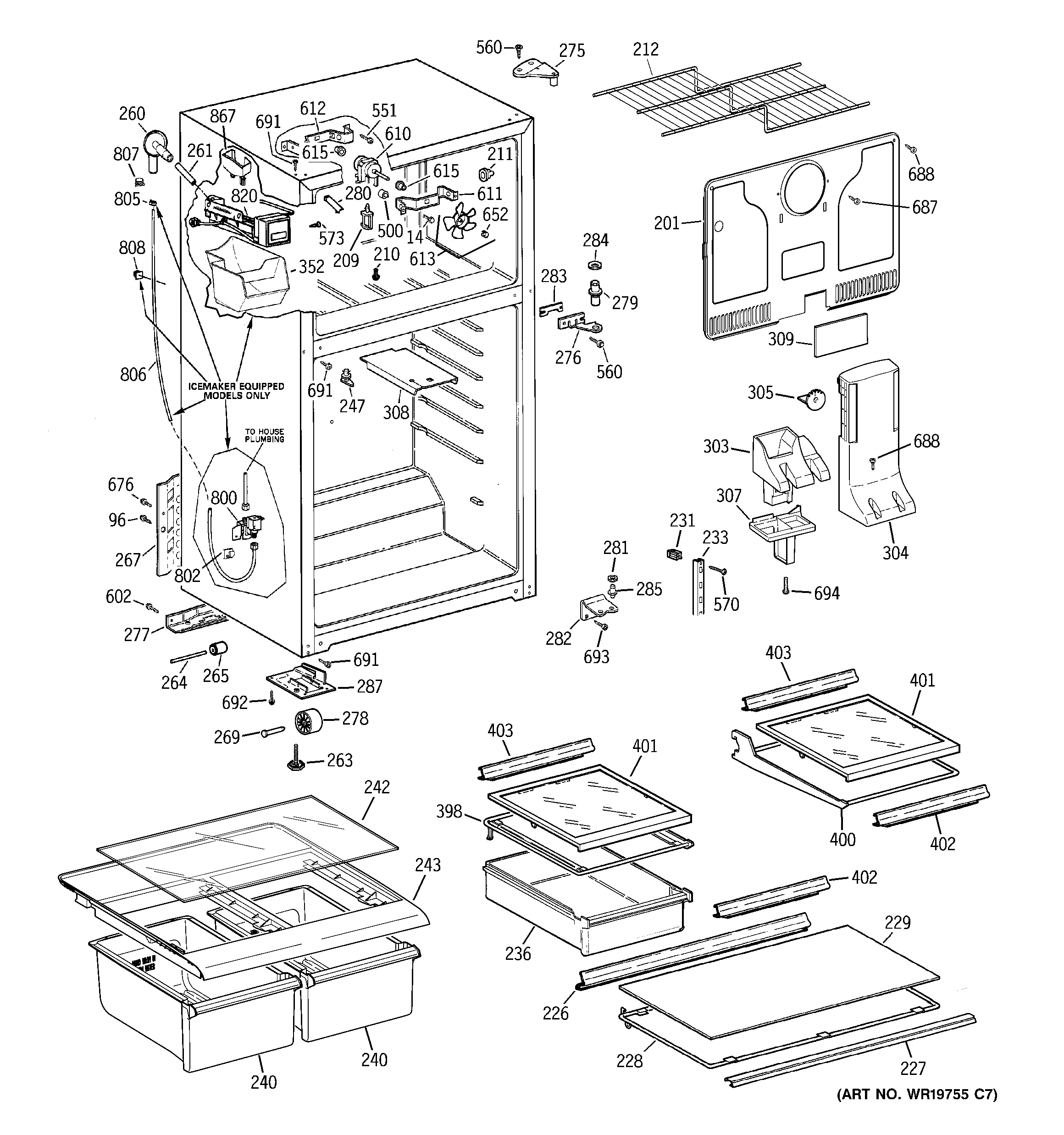 GE GTT18HCSARCC cabinet diagram