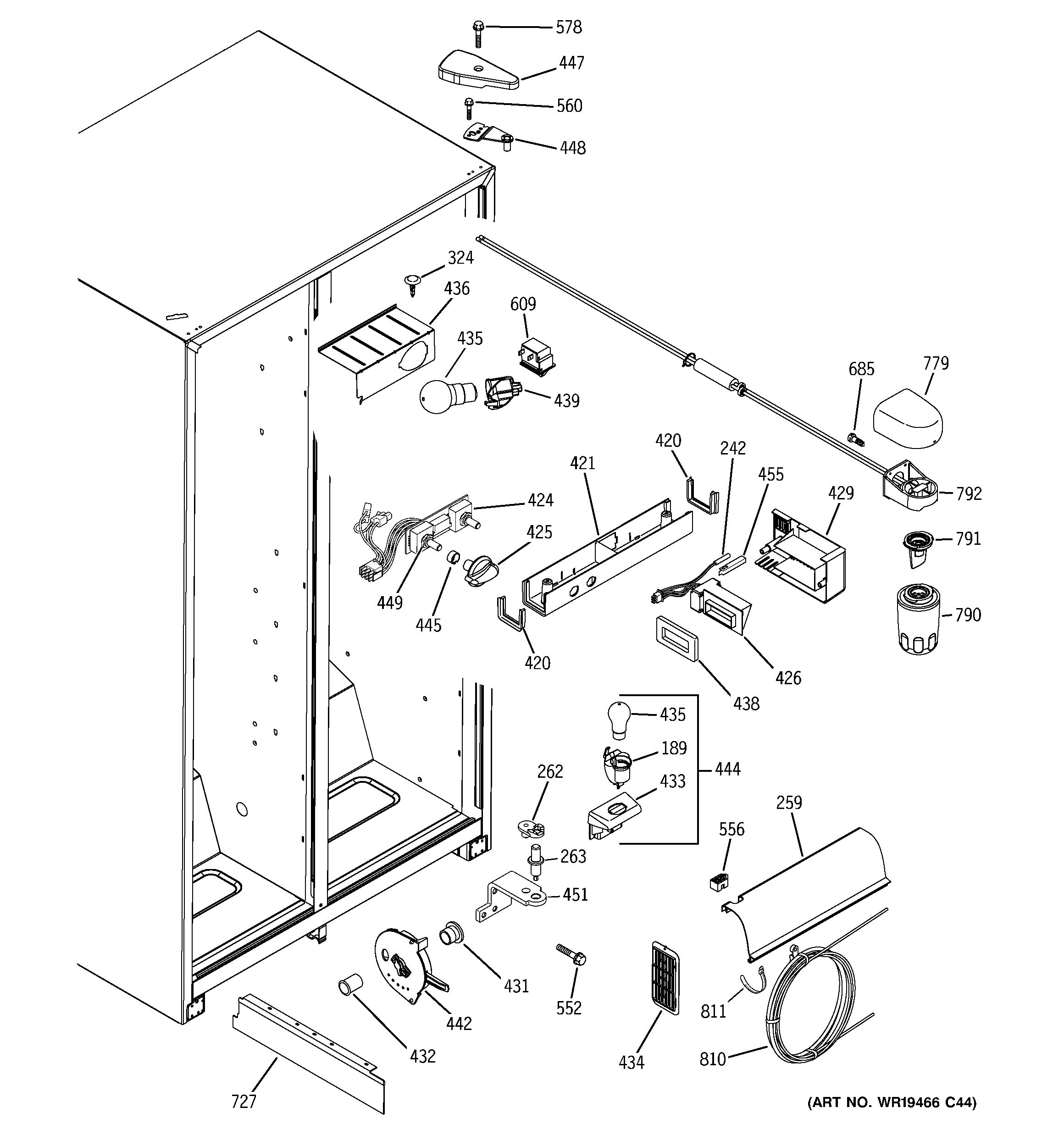 GE GSH22JSRESS fresh food section diagram