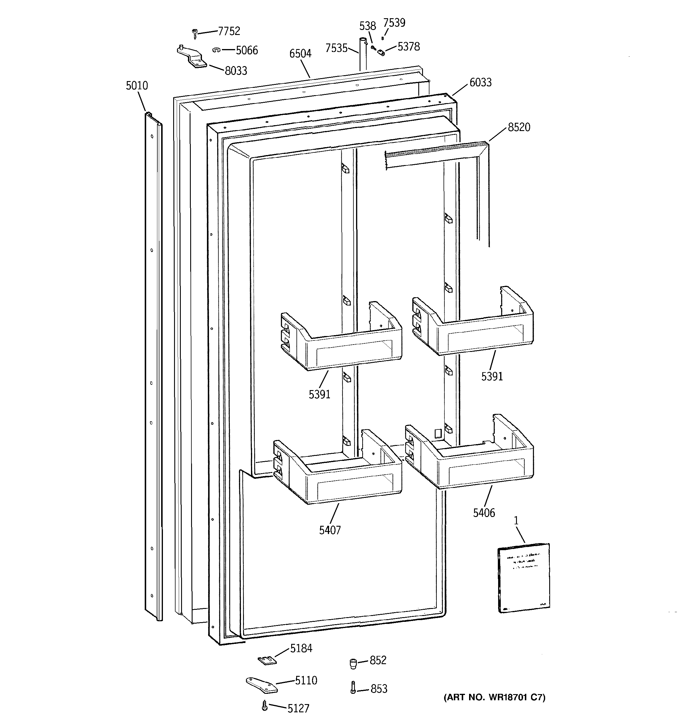 GE ZIFS36NMERH freezer door diagram