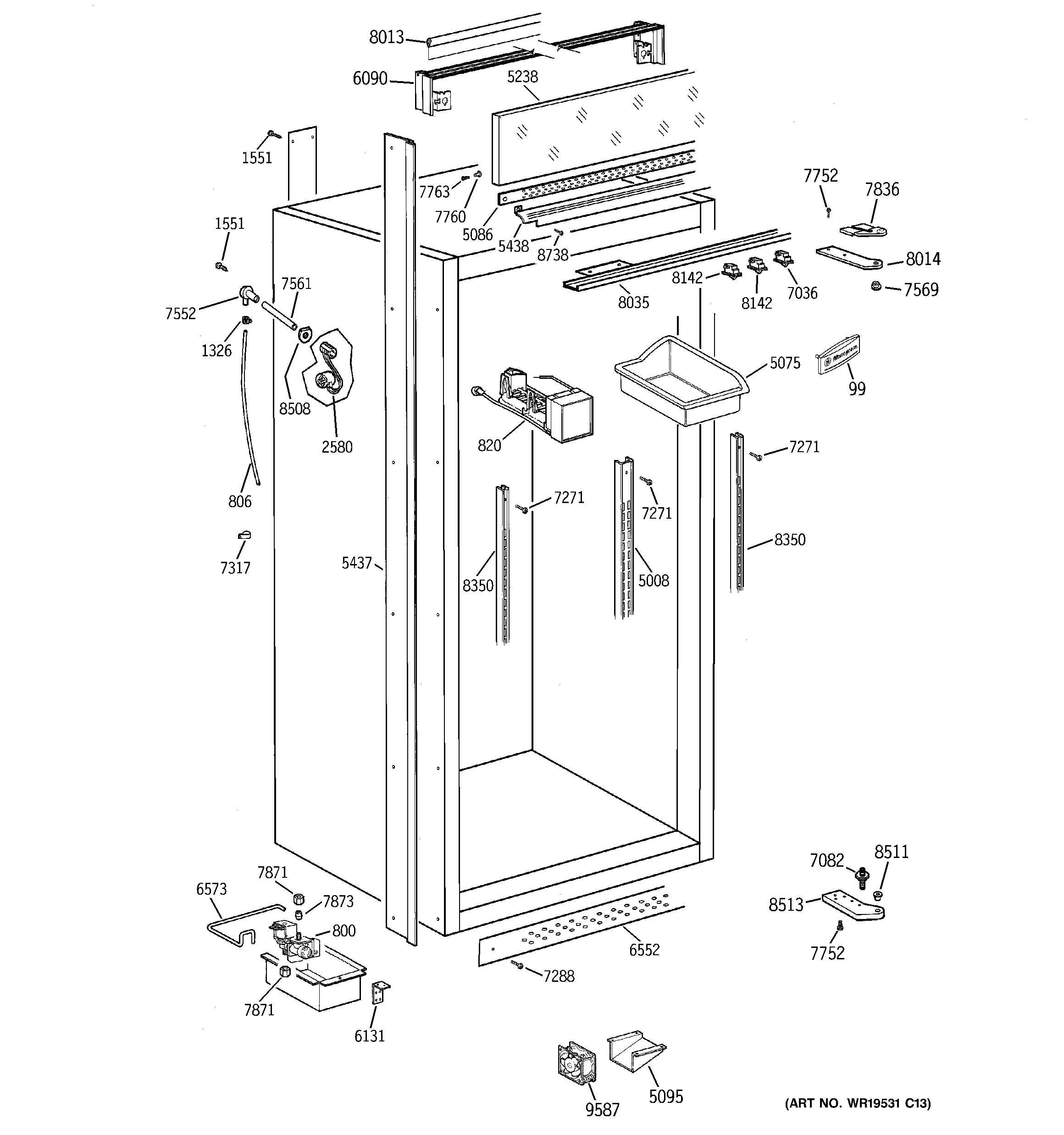 GE ZIFS36NMERH cabinet parts (2) diagram