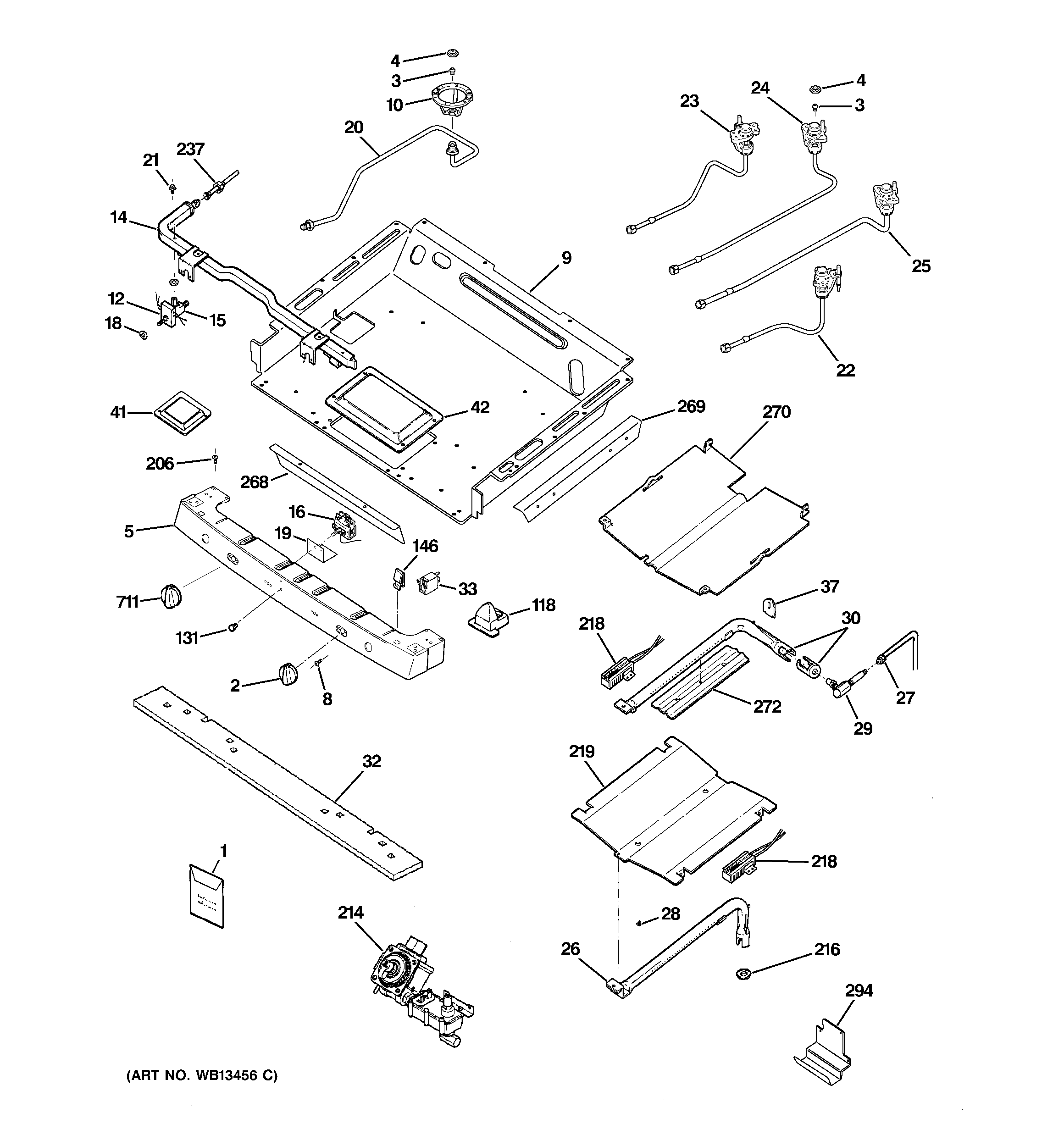 GE JGB918SEK2SS gas & burner parts diagram