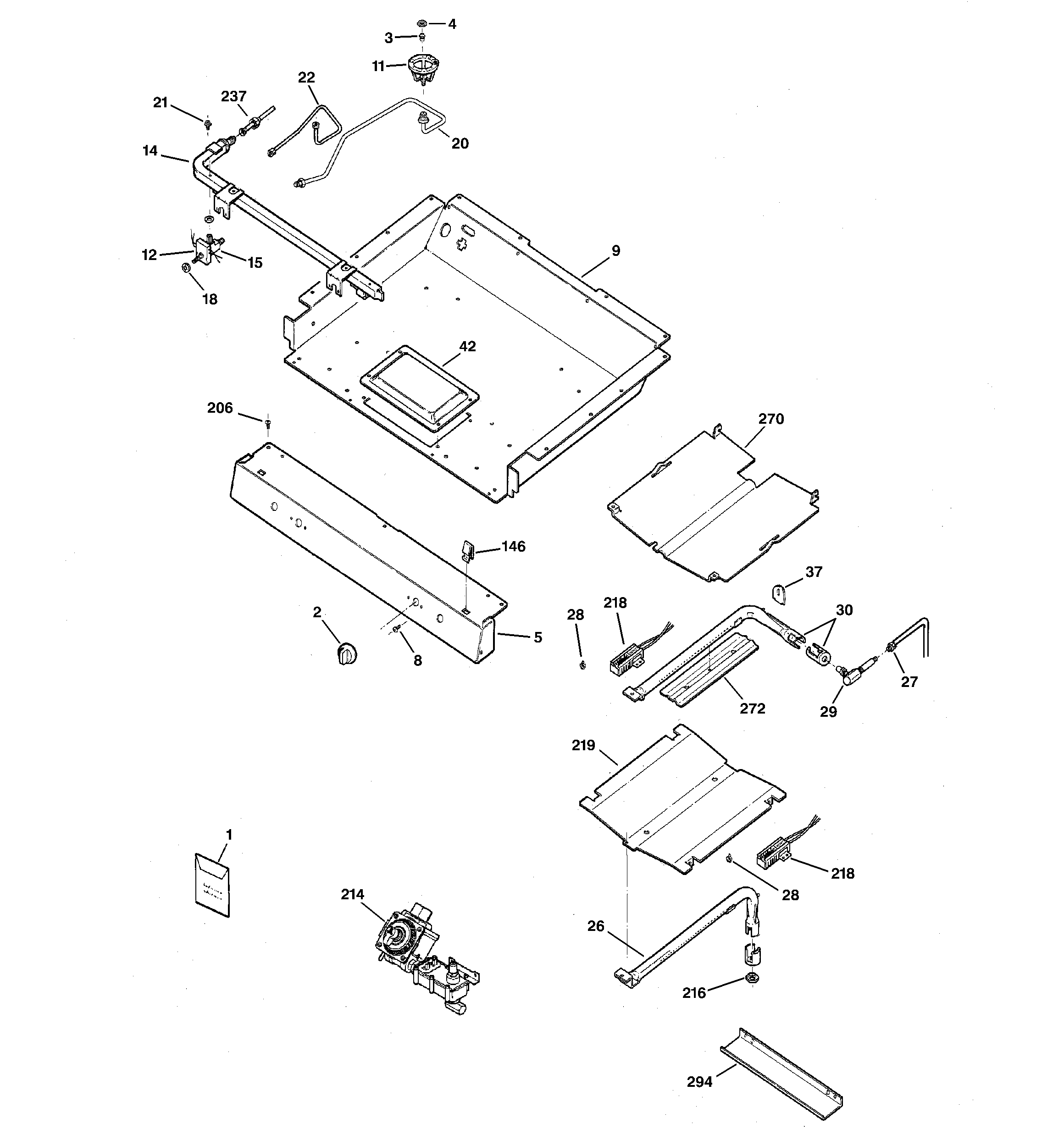 GE JGBP28BEK1CT gas & burner parts diagram