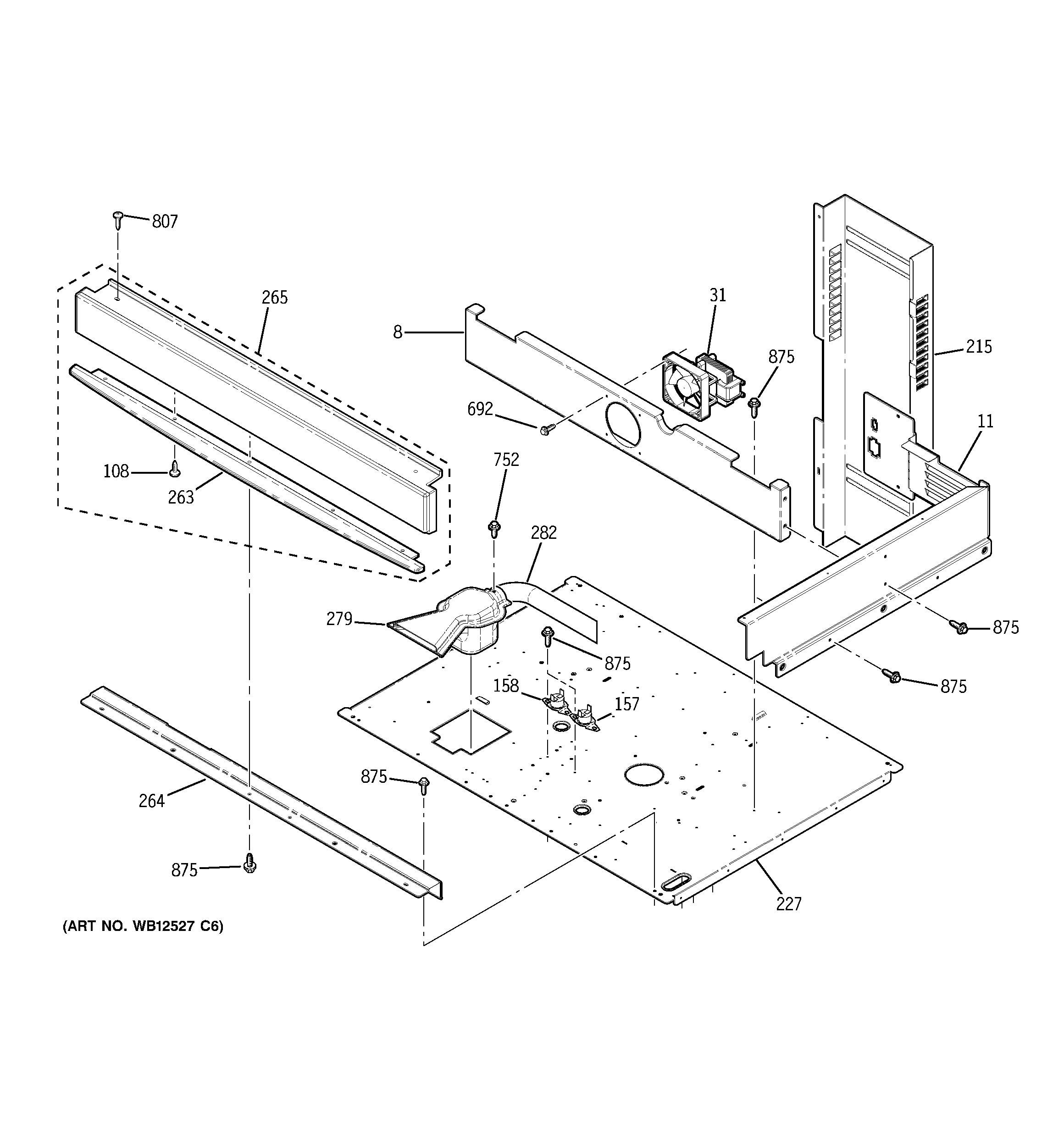 GE JT952SK2SS center spacer diagram