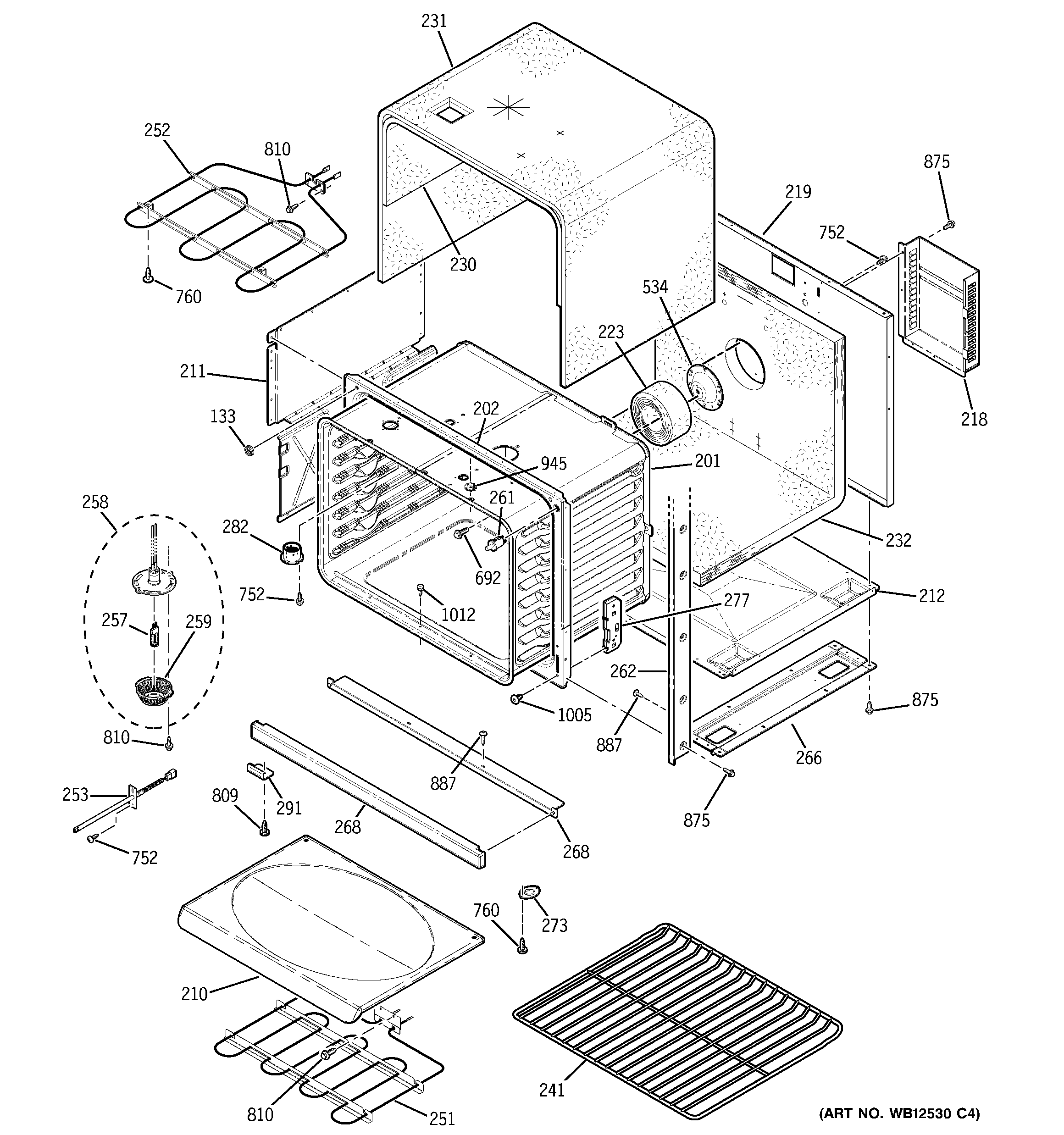 GE JT955CF6CC lower oven diagram
