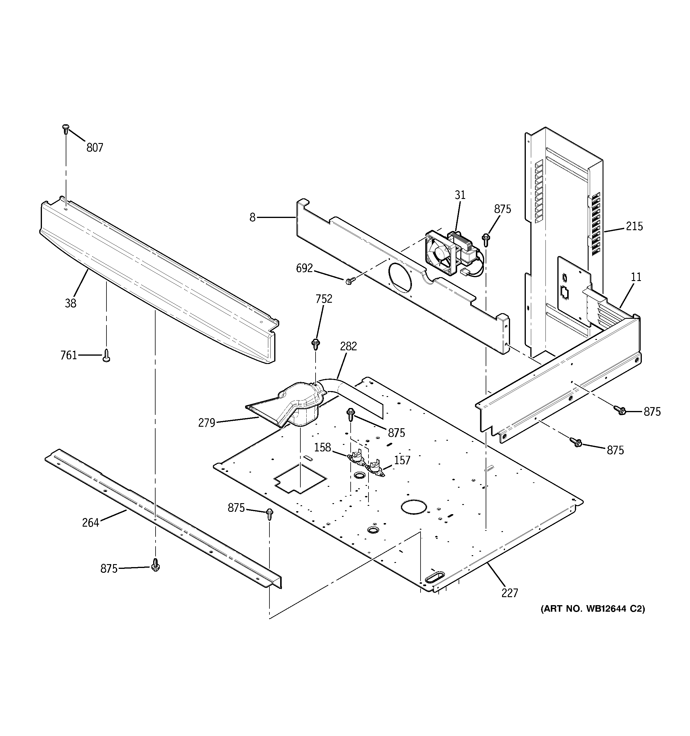 GE JTP48SF4SS center spacer diagram