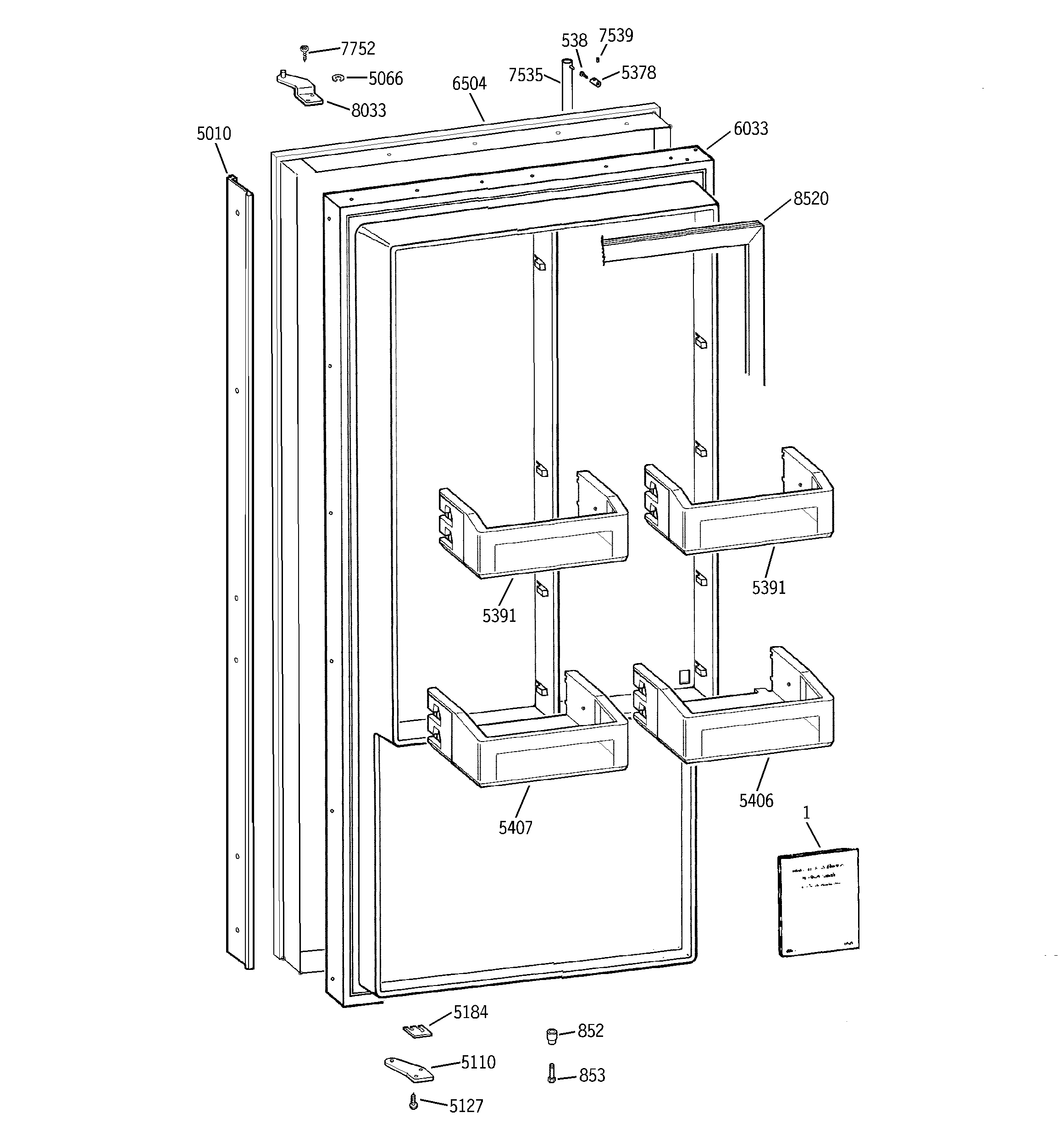 GE ZIFS36NMFRH freezer door diagram