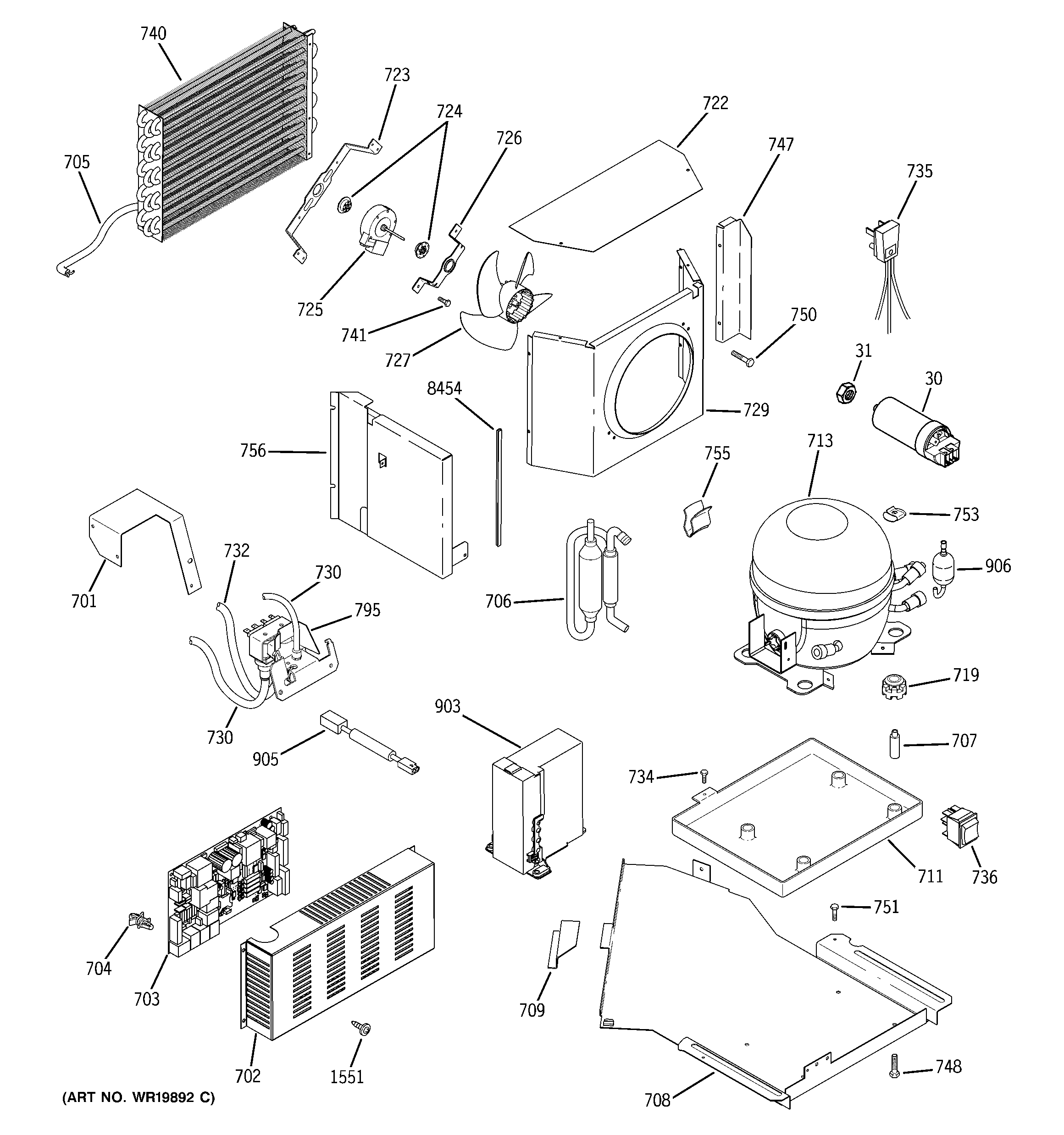 GE ZISS420DRFSS sealed system & mother board diagram