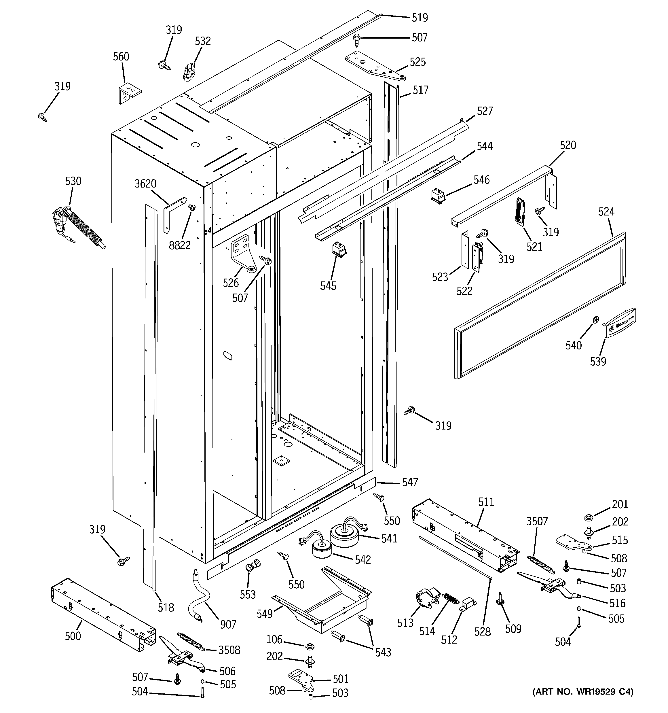GE ZISS420DRFSS case parts diagram