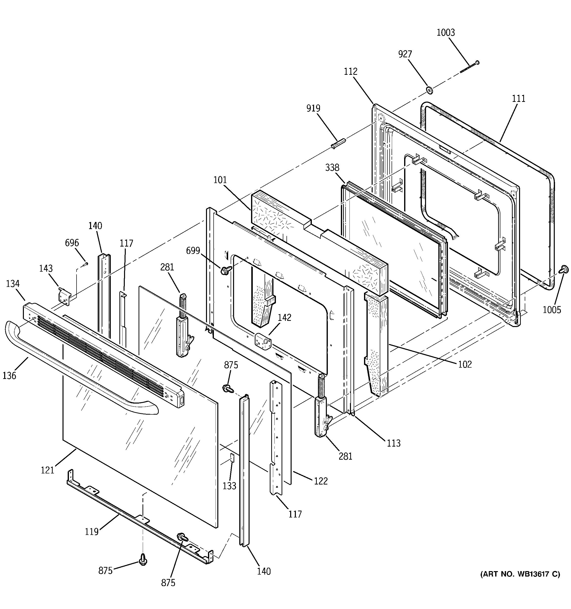 GE JBP35DK1WW door diagram