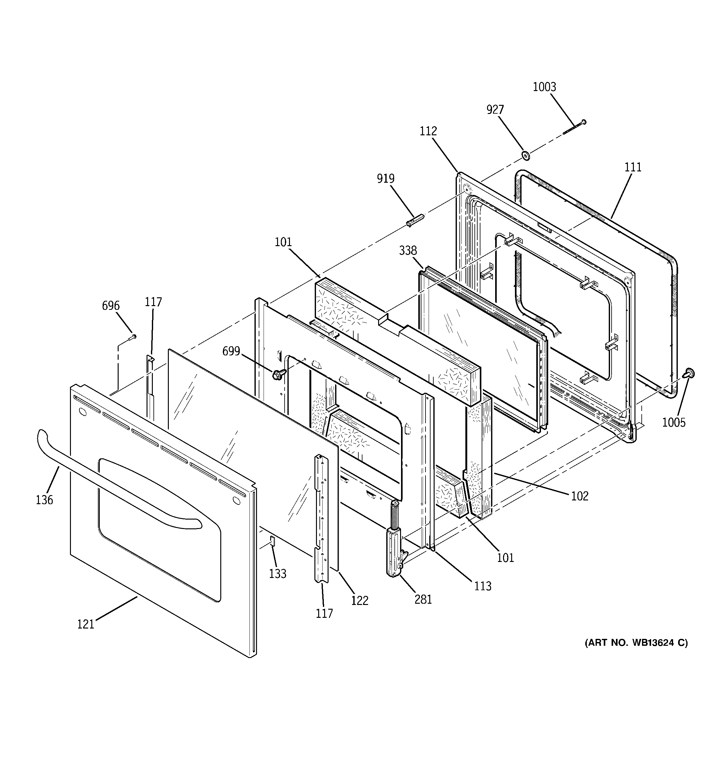 GE JBP35SK1SS door diagram