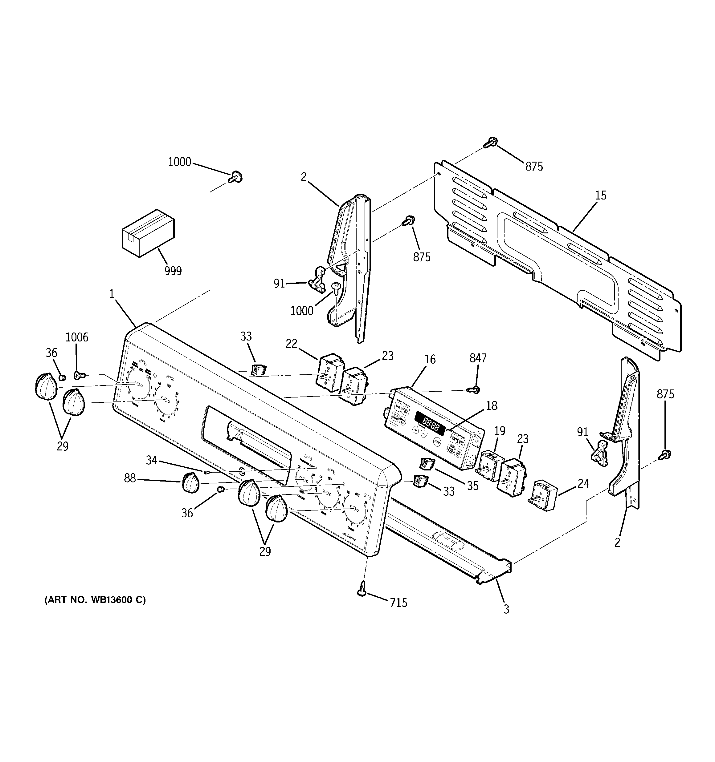 GE JBP72BK1BB control panel diagram