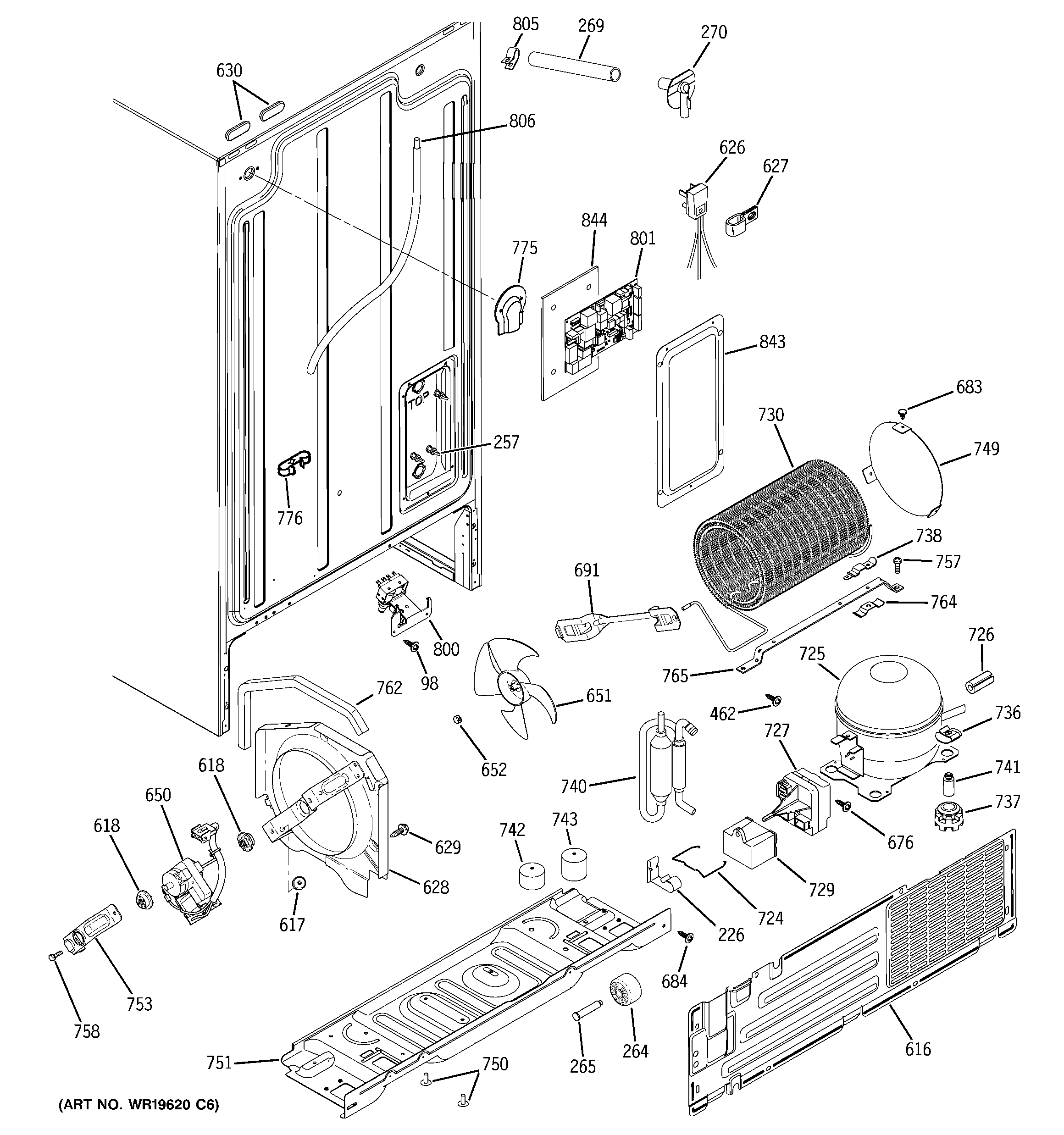 GE GSS22WGPJBB sealed system & mother board diagram