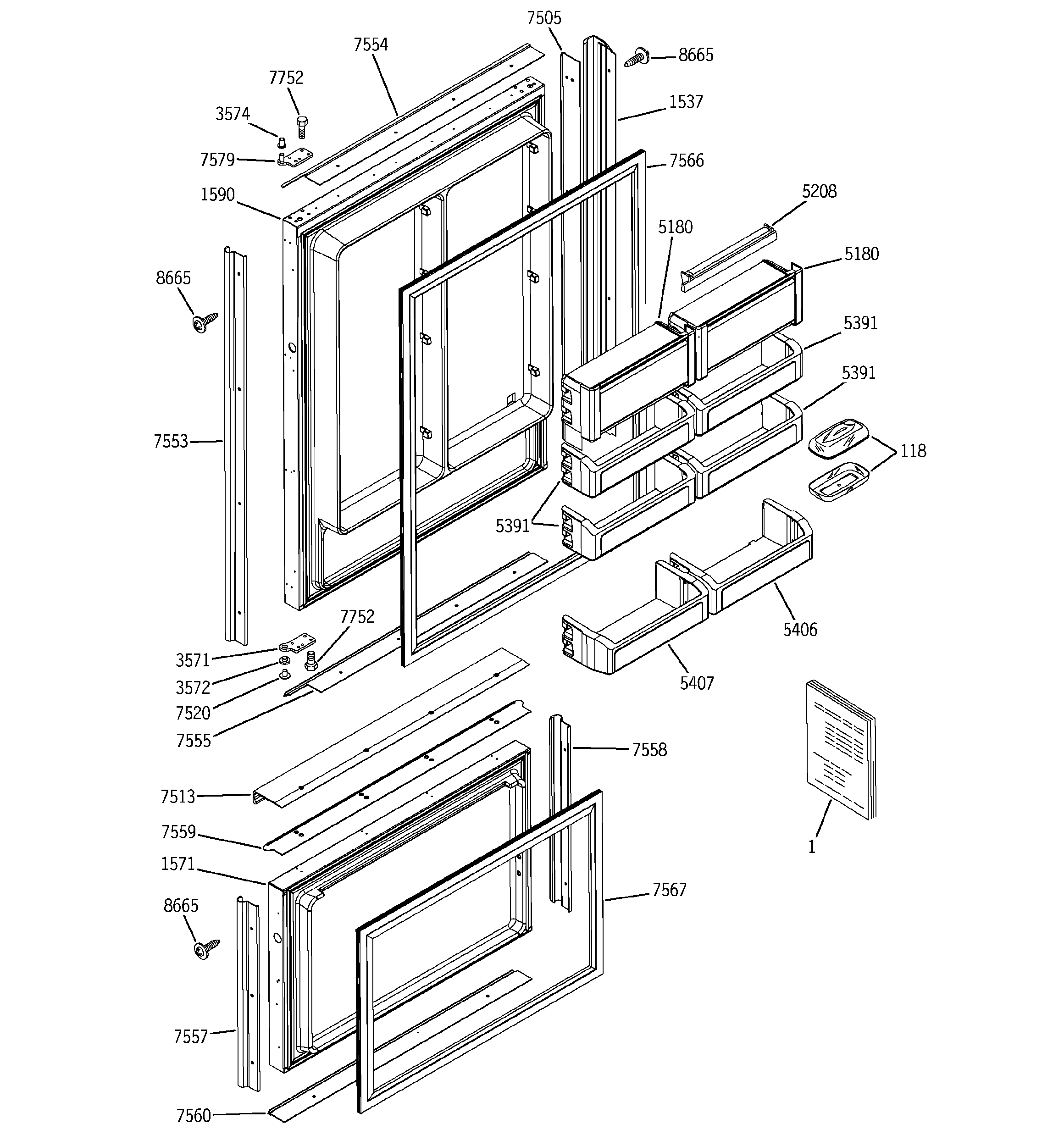 GE ZIC360NRBRH doors diagram